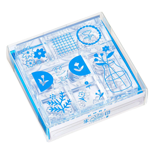 King Jim HITOTOKI Kori Jirushi Ice Cube Stamp Set - FLower - Clear Stamps