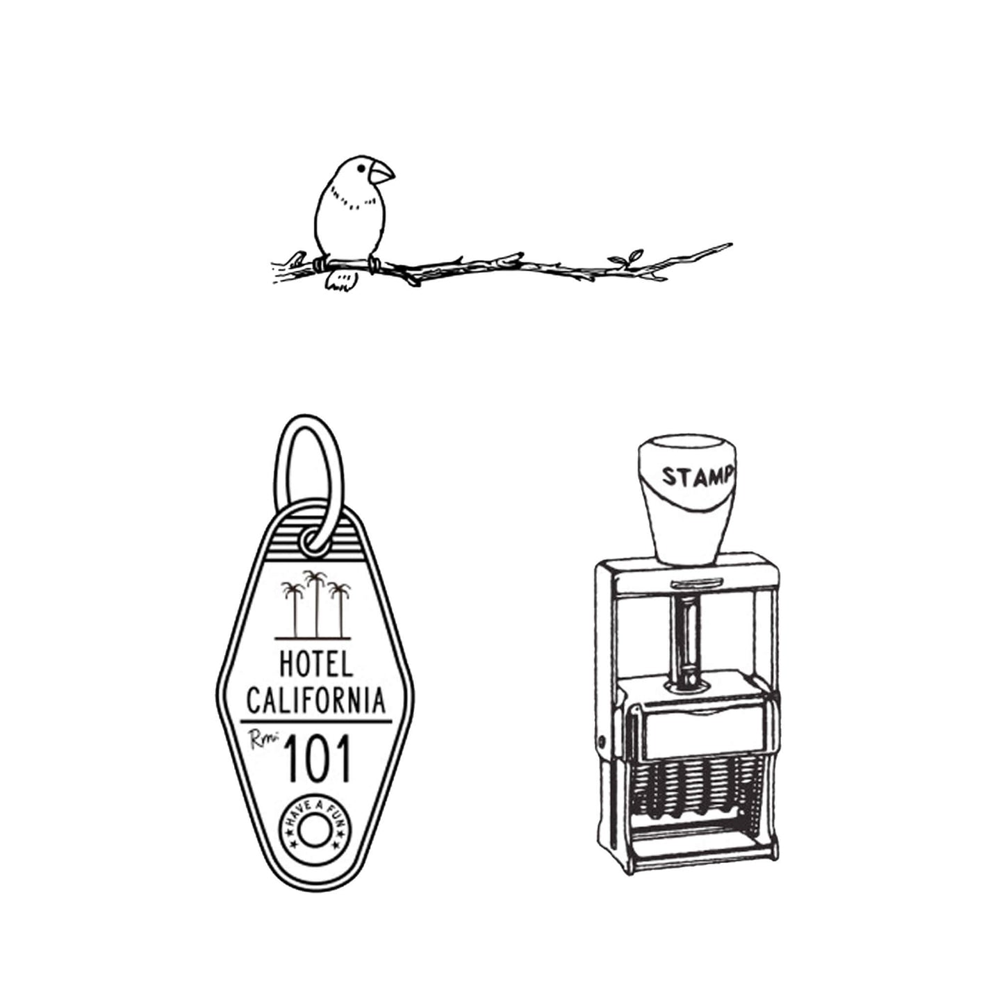 Kodomo no Kao I Love Stamp Series 1 - Branch and Little Bird - Rubber Stamps