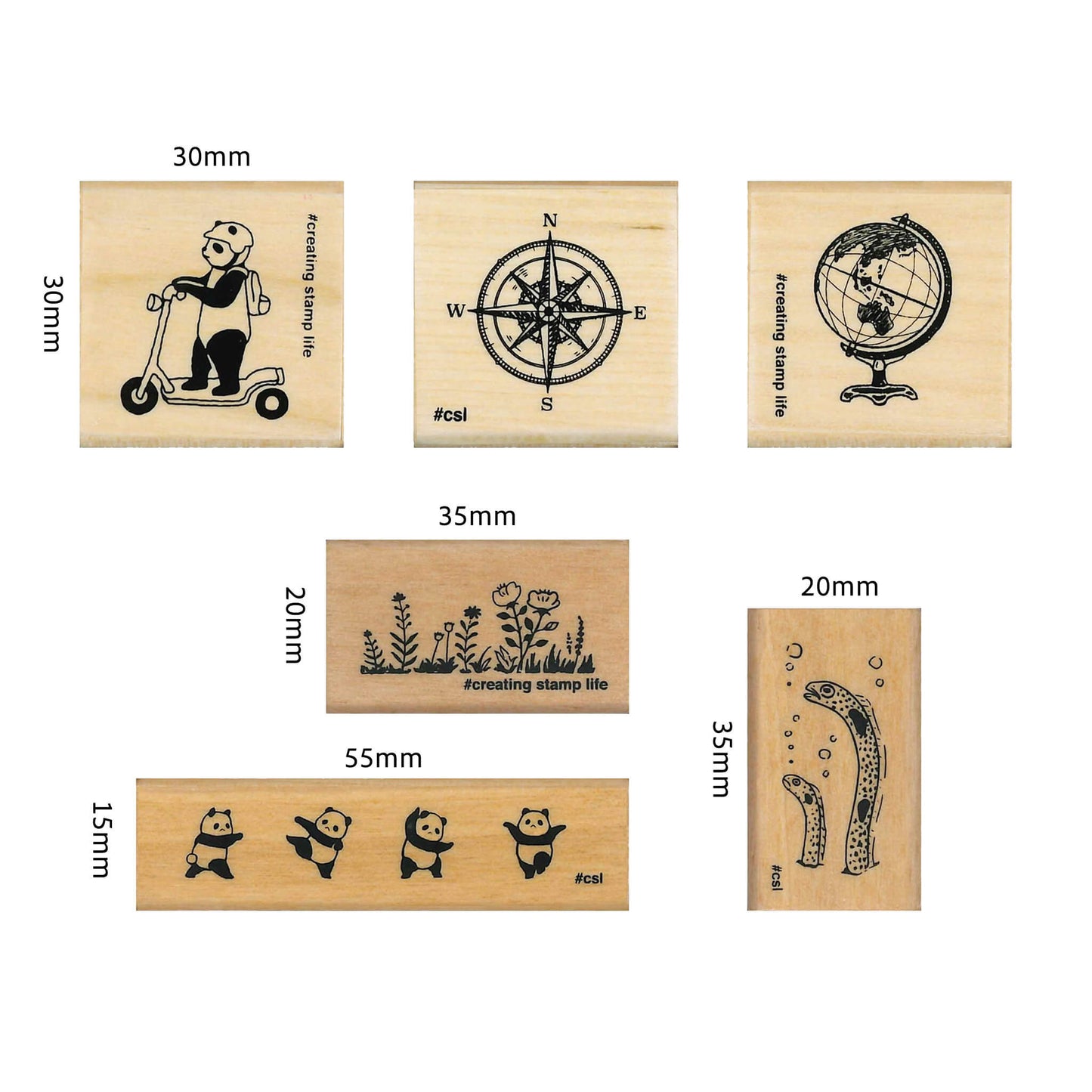 Kodomo no Kao I Love Stamp Series 2 - Compass - Rubber Stamps