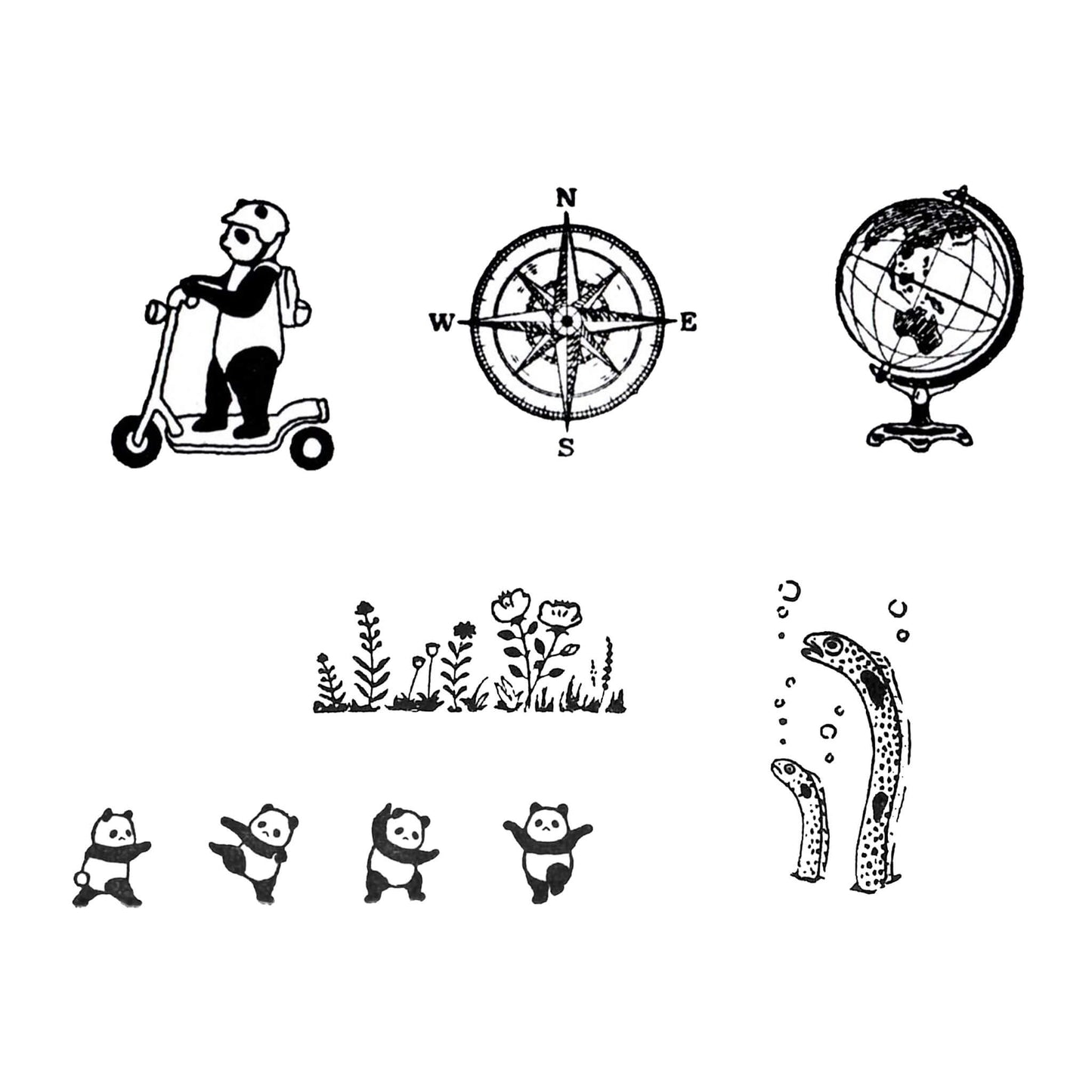Kodomo no Kao I Love Stamp Series 2 - Compass - Rubber Stamps