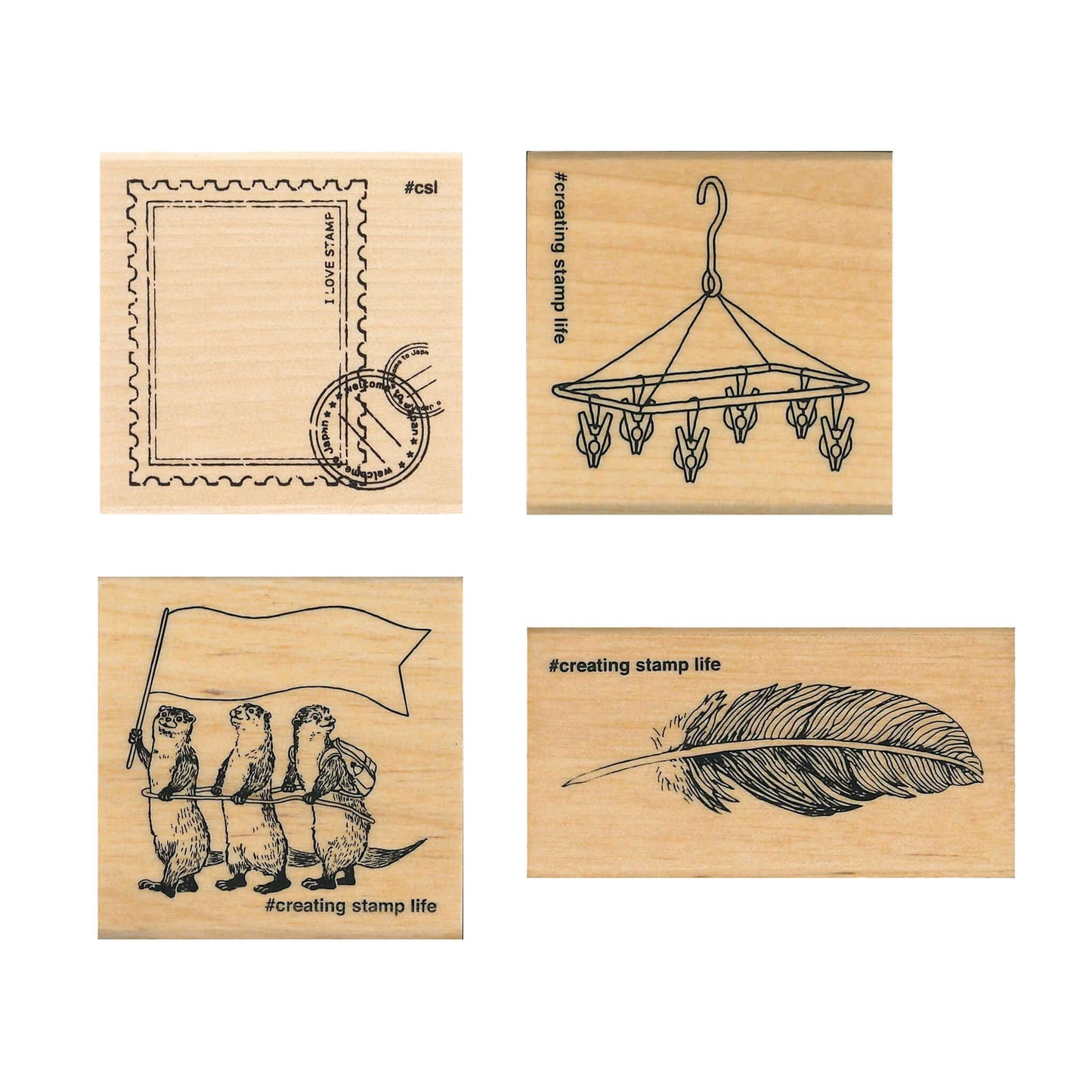 Kodomo no Kao I Love Stamp Series 4 - Clothes Drying Hanger - Rubber Stamps