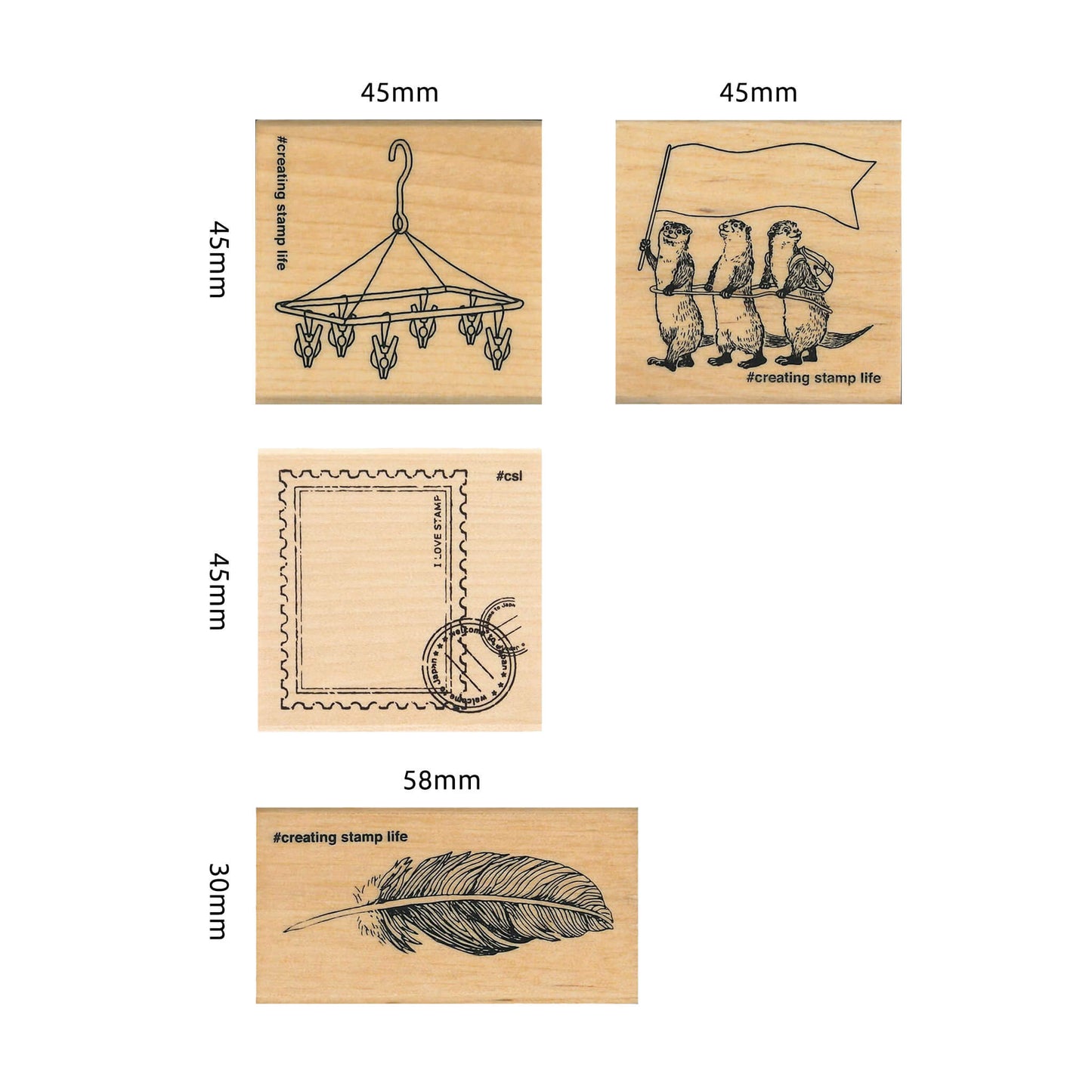 Kodomo no Kao I Love Stamp Series 4 - Clothes Drying Hanger - Rubber Stamps