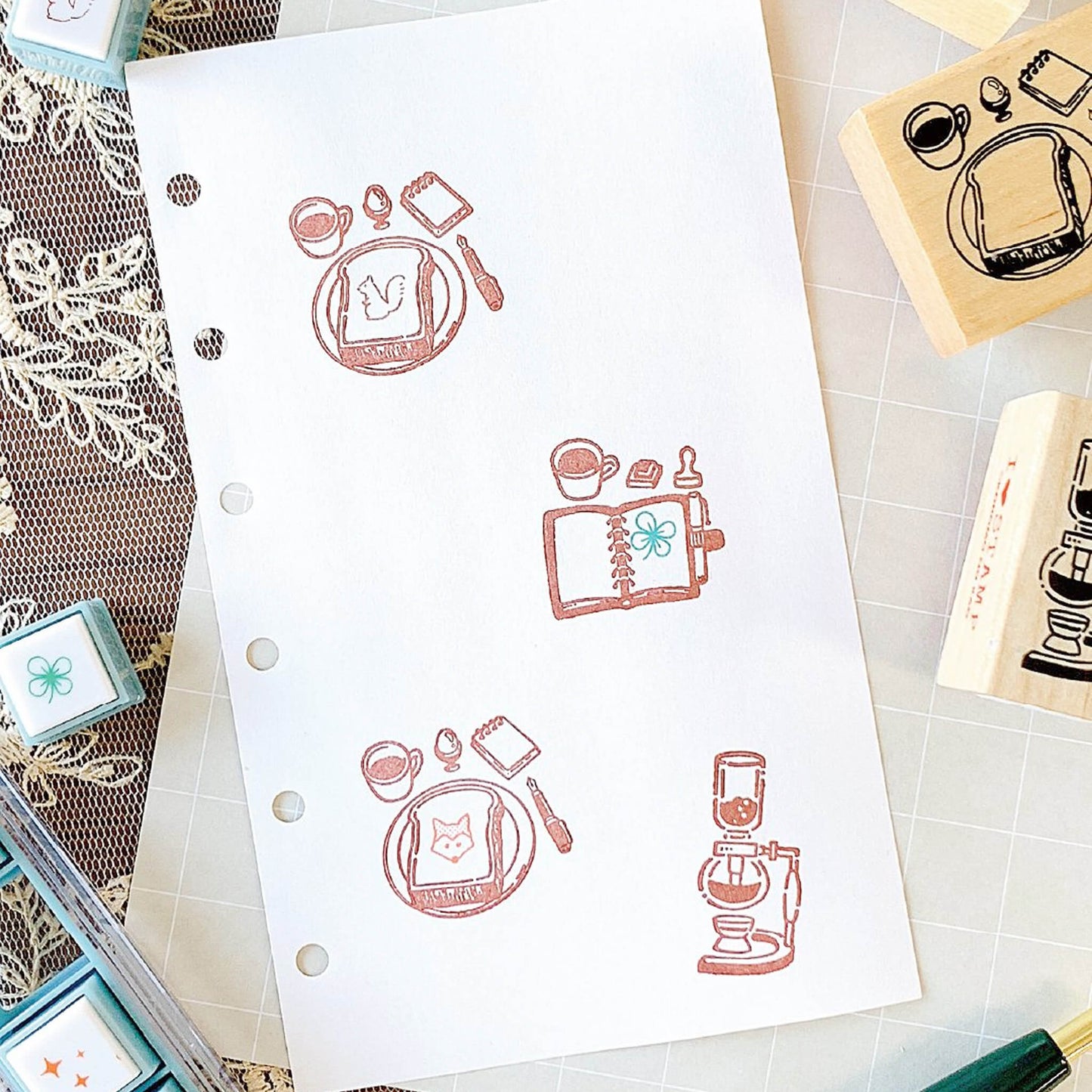 Kodomo no Kao I Love Stamp Series 5 - Carabiner Notebook - Rubber Stamps