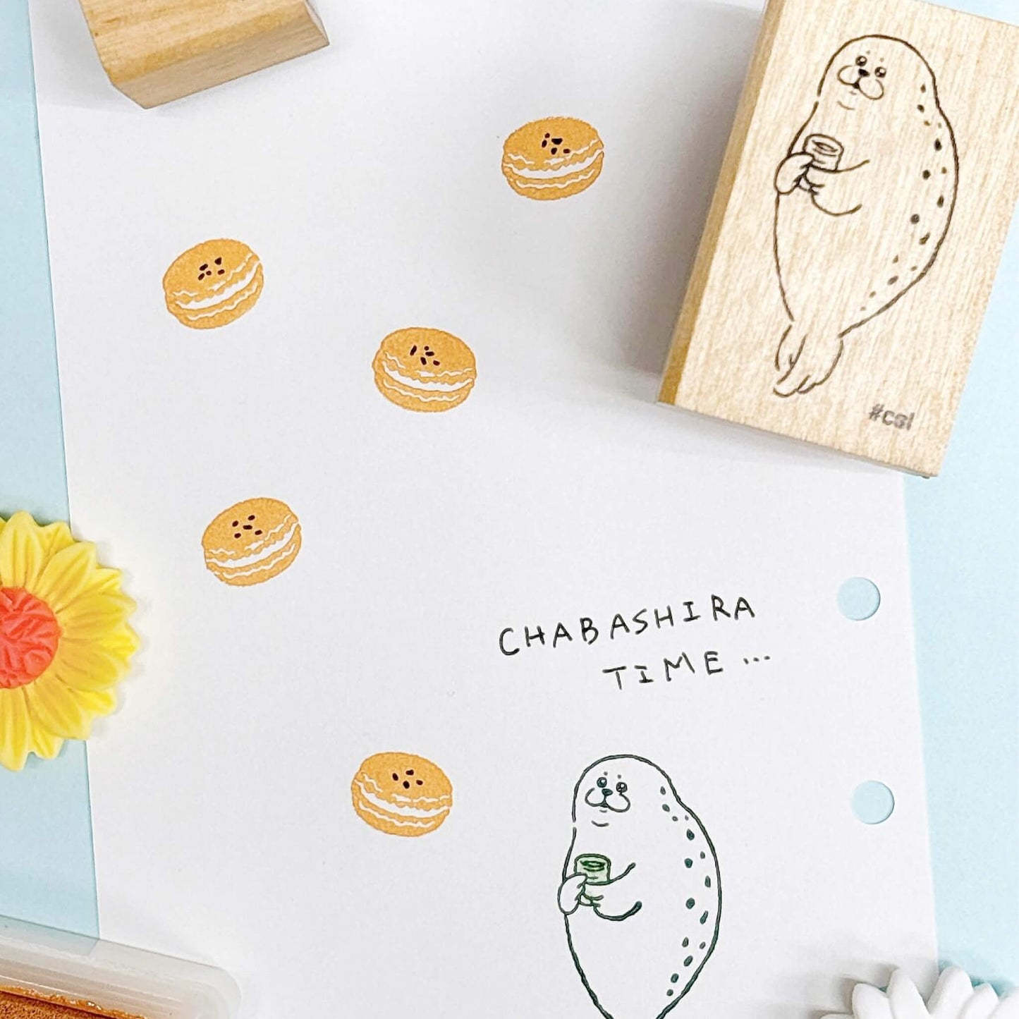 Kodomo no Kao I Love Stamp Series 6 - Sunbathing Seal - Rubber Stamps