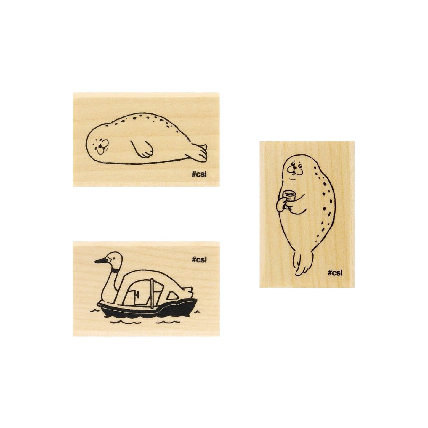 Kodomo no Kao I Love Stamp Series 6 - Sunbathing Seal - Rubber Stamps