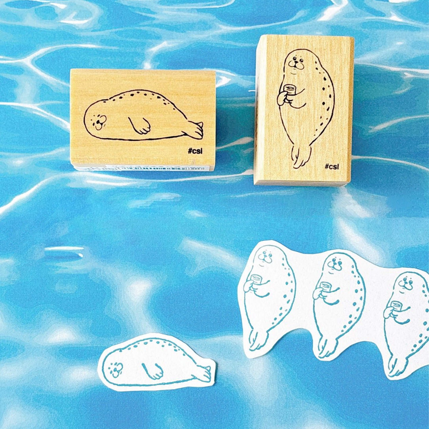 Kodomo no Kao I Love Stamp Series 6 - Sunbathing Seal - Rubber Stamps