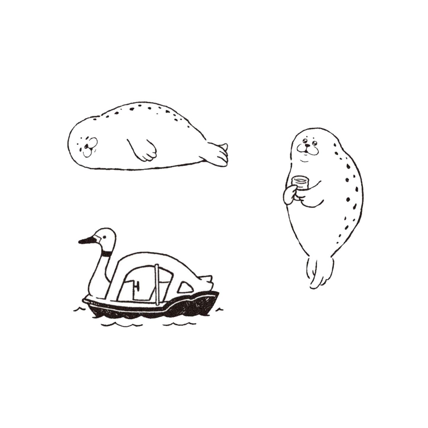 Kodomo no Kao I Love Stamp Series 6 - Sunbathing Seal - Rubber Stamps