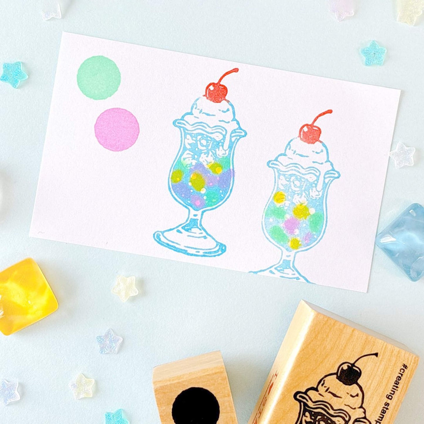 Kodomo no Kao I Love Stamp Series Dessert - Cream Soda Large - Rubber Stamps