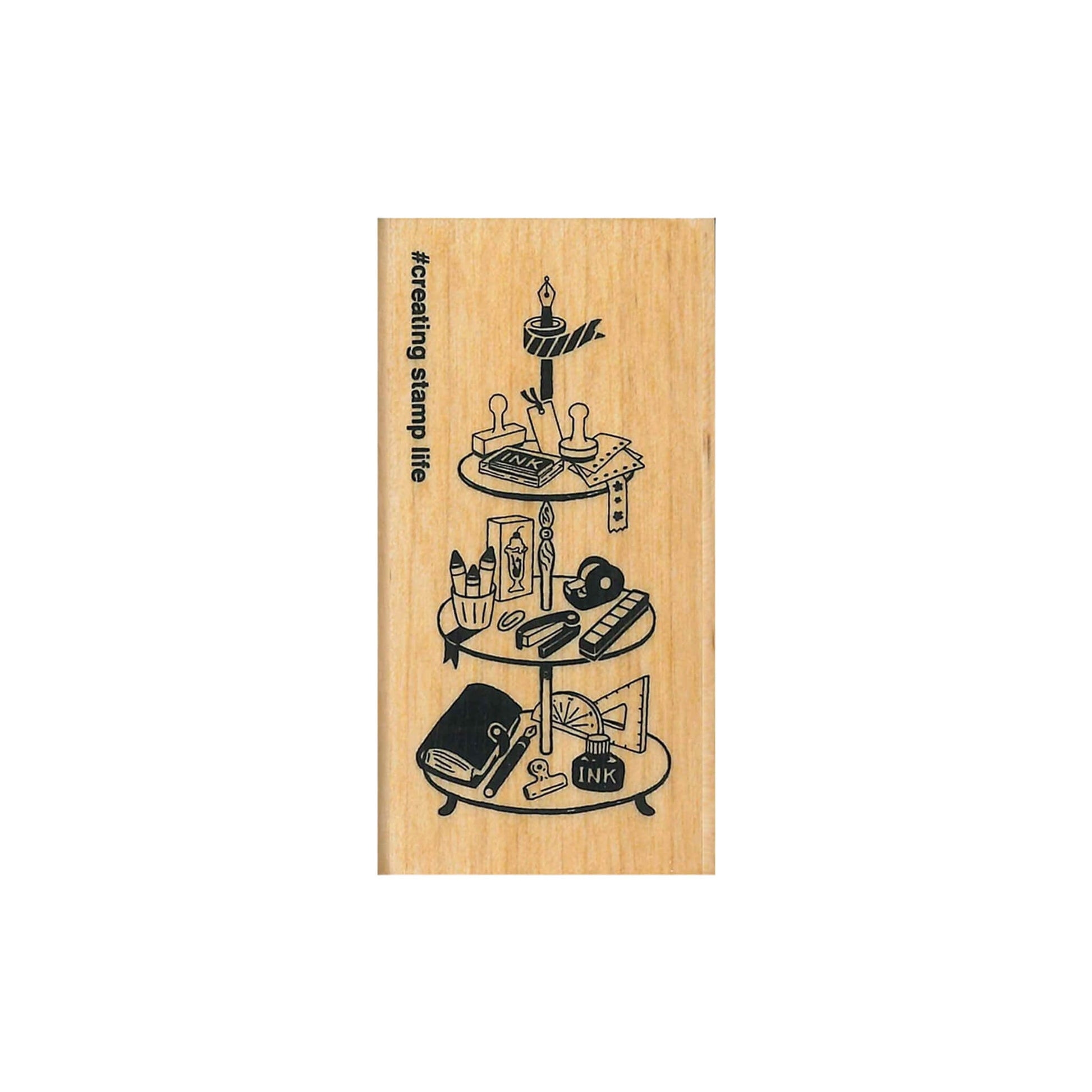 Kodomo no Kao I Love Stamp Series Girl & Stationery - Afternoon Stationery - Rubber Stamps