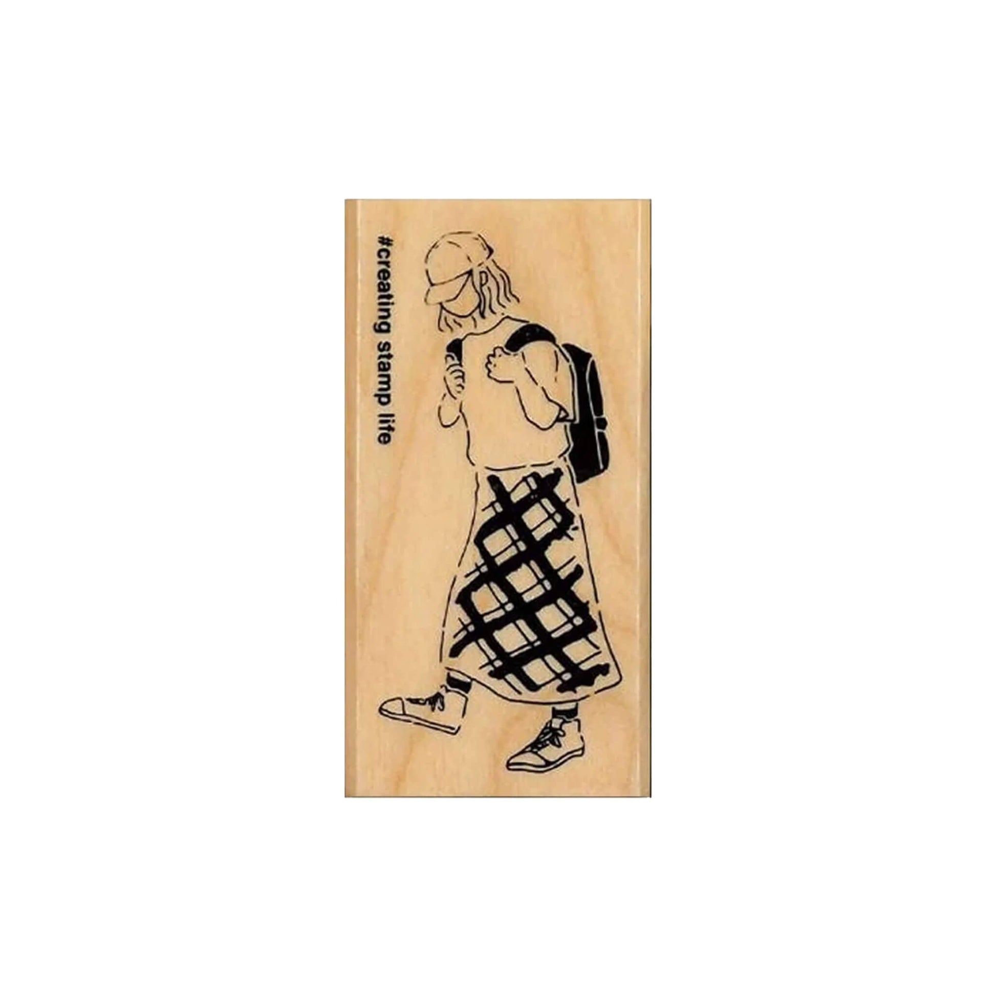Kodomo no Kao I Love Stamp Series Girl & Stationery - Backpack Girl - Rubber Stamps