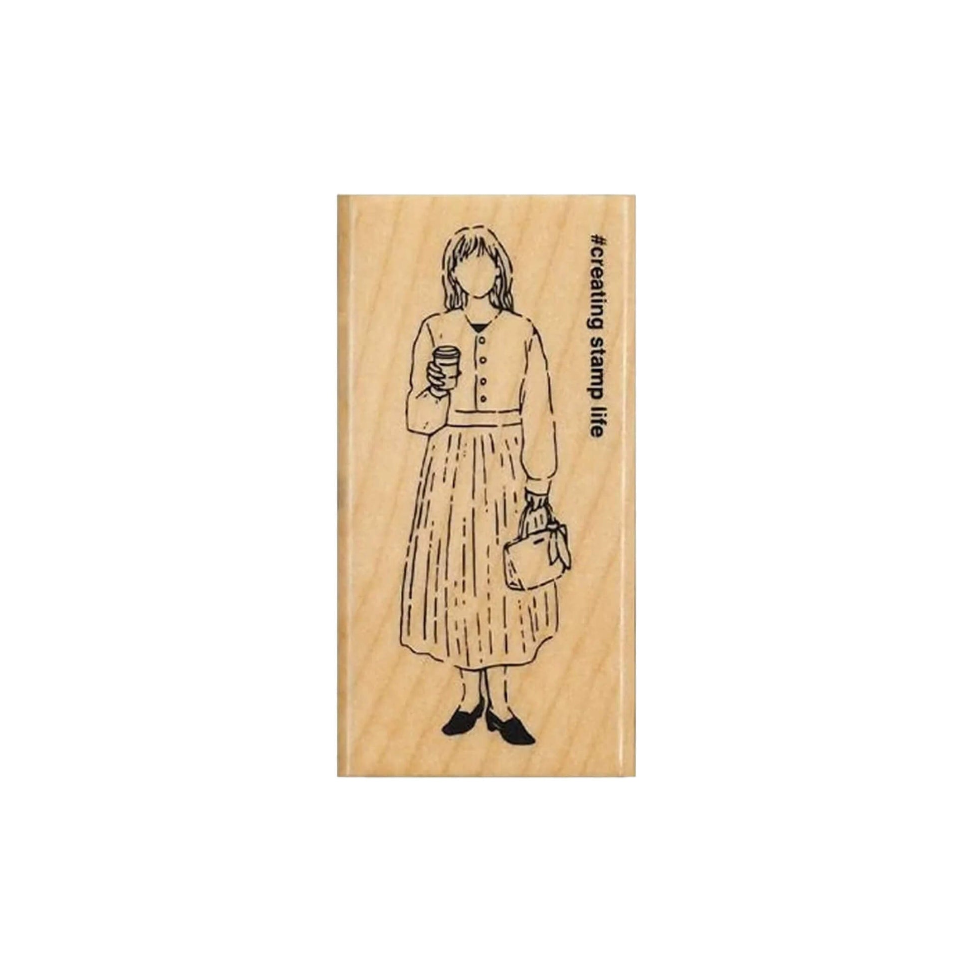 Kodomo no Kao I Love Stamp Series Girl & Stationery - Coffe Girl - Rubber Stamps