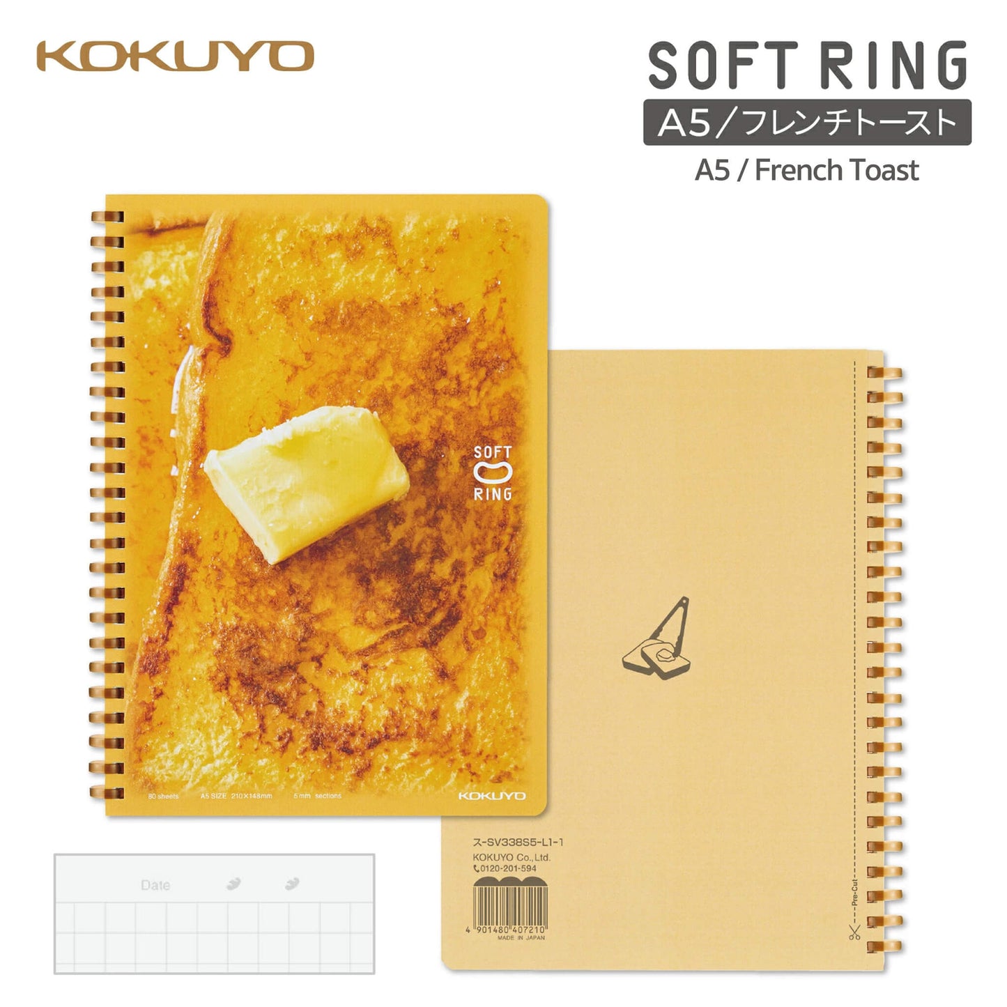 Kokuyo Soft Ring Notebook 10th Anniversary Edition Soft Bakery A5 - French Toast - Notebooks
