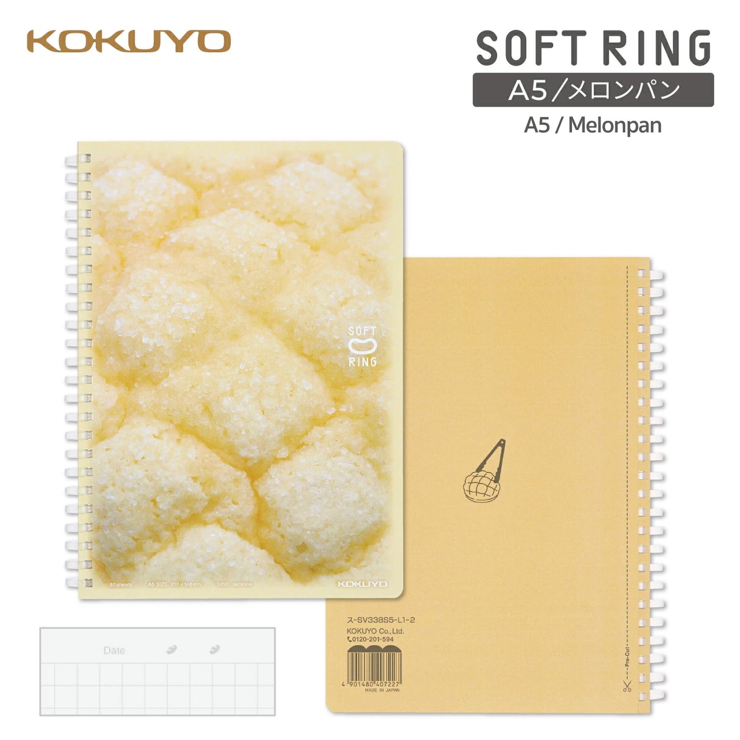 Kokuyo Soft Ring Notebook 10th Anniversary Edition Soft Bakery A5 - Melonpan - Notebooks
