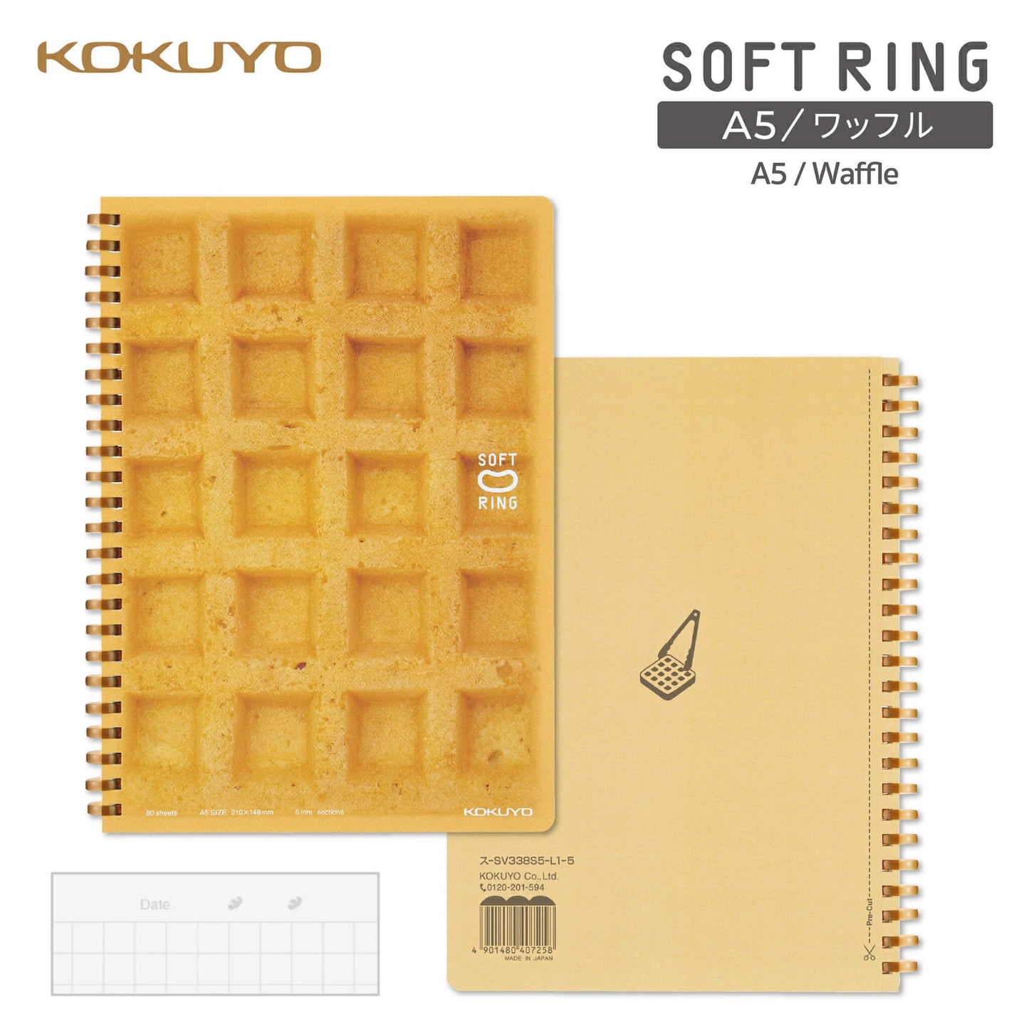 Kokuyo Soft Ring Notebook 10th Anniversary Edition Soft Bakery A5 - Waffle - Notebooks