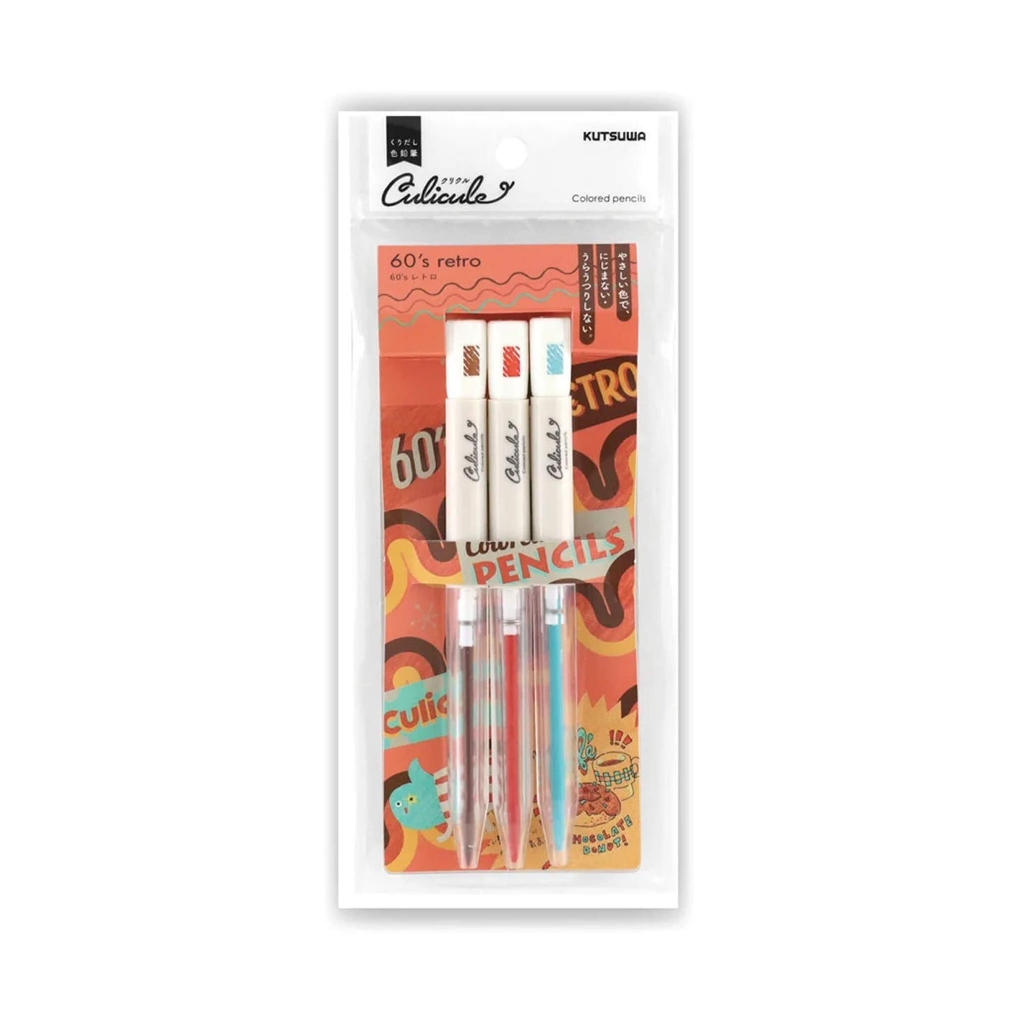 Kutsuwa Culicule Colored Pencil 3 - Color Set - 60's Retro - Colored Pencils