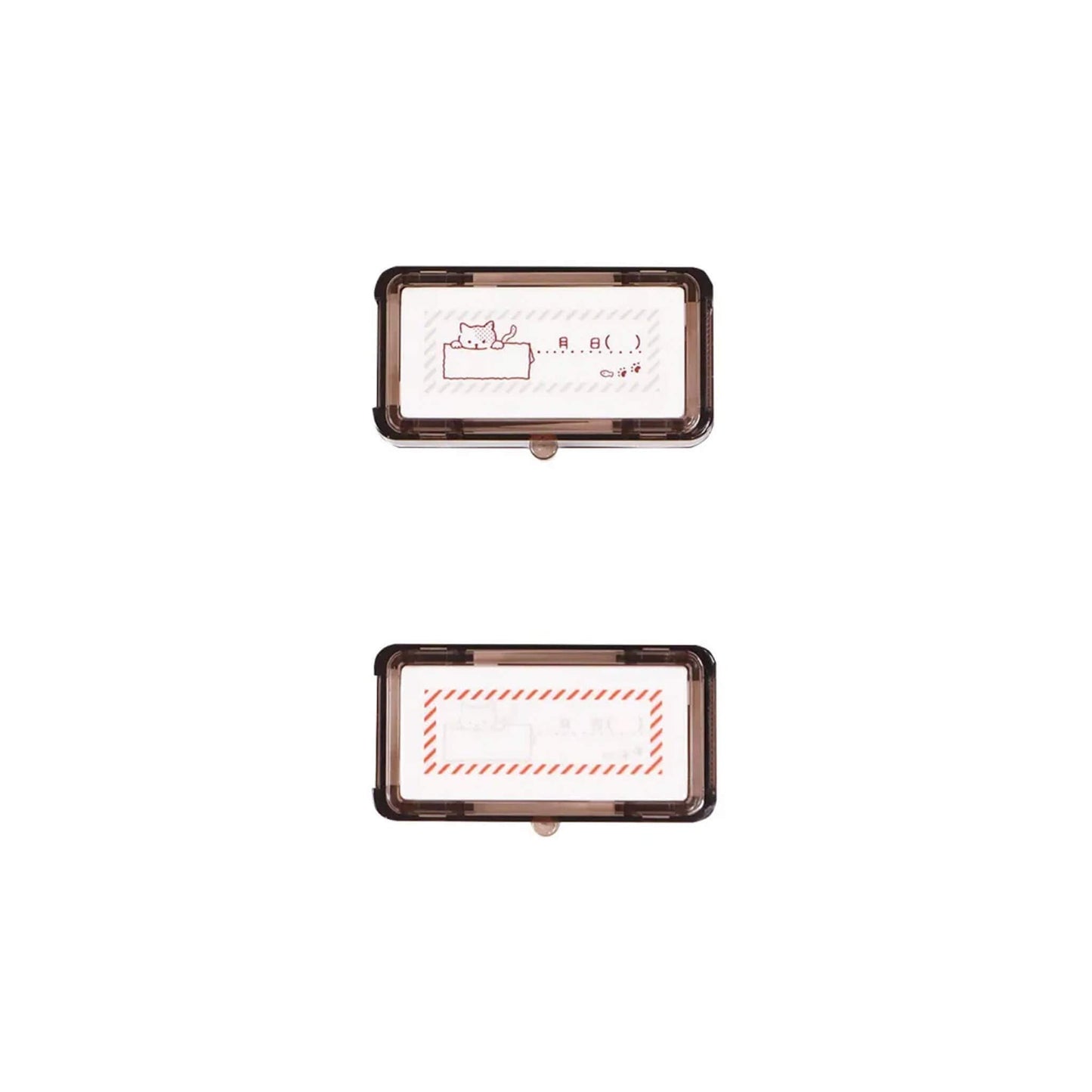 Kutsuwa Hancoco Deco Layer Stamp - Date and Cat - Pre - inked Stamps