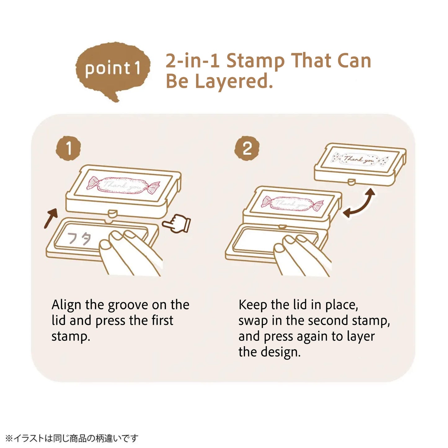 Kutsuwa Hancoco Deco Layer Stamp - Date and Cat - Pre - inked Stamps