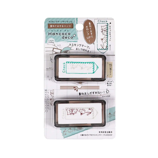 Kutsuwa Hancoco Deco Layer Stamp - Peeking Cat - Pre - inked Stamps