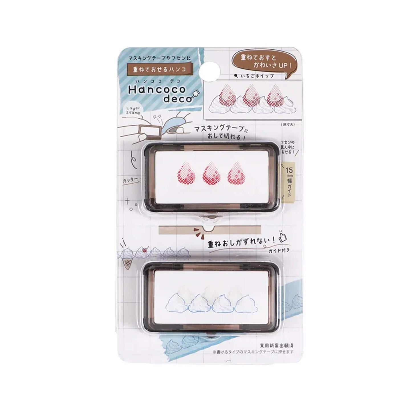 Kutsuwa Hancoco Deco Layer Stamp - Strawberry Whip - Pre - inked Stamps