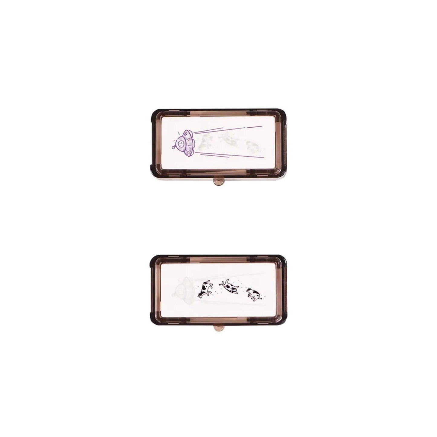 Kutsuwa Hancoco Deco Layer Stamp - UFO and Cow - Pre - inked Stamps