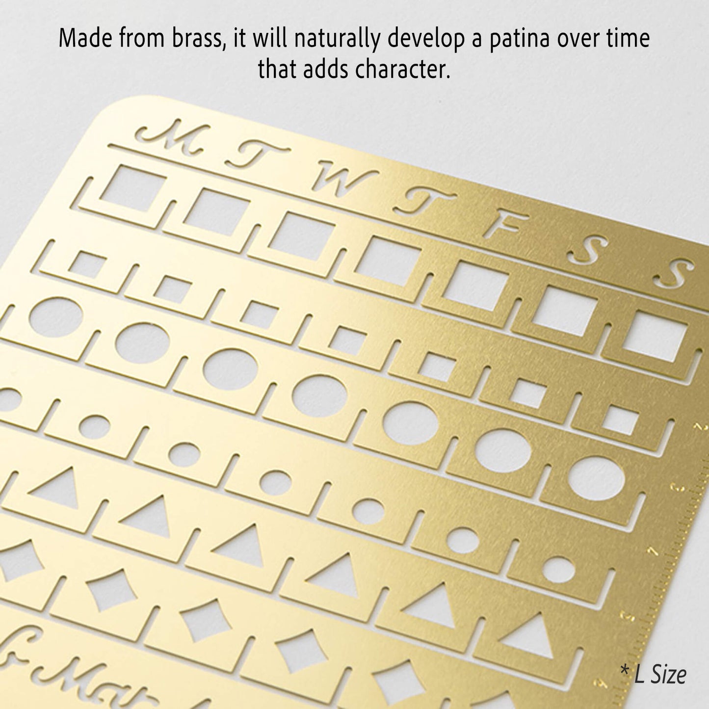 Midori Brass Calendar Template Monthly Block - L - Template Rulers