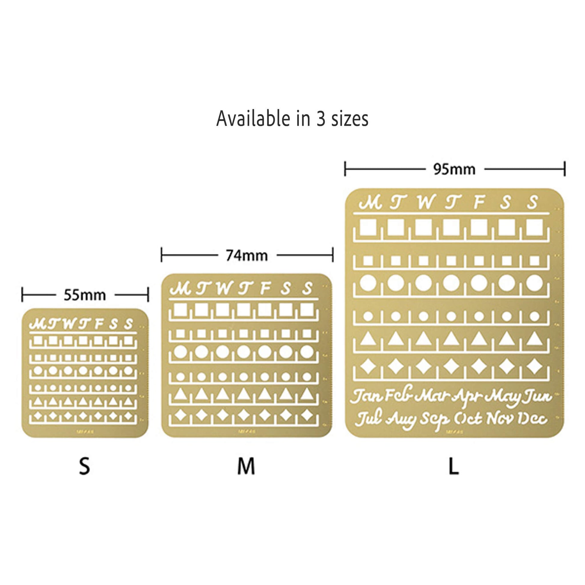 Midori Brass Calendar Template Monthly Block - L - Template Rulers