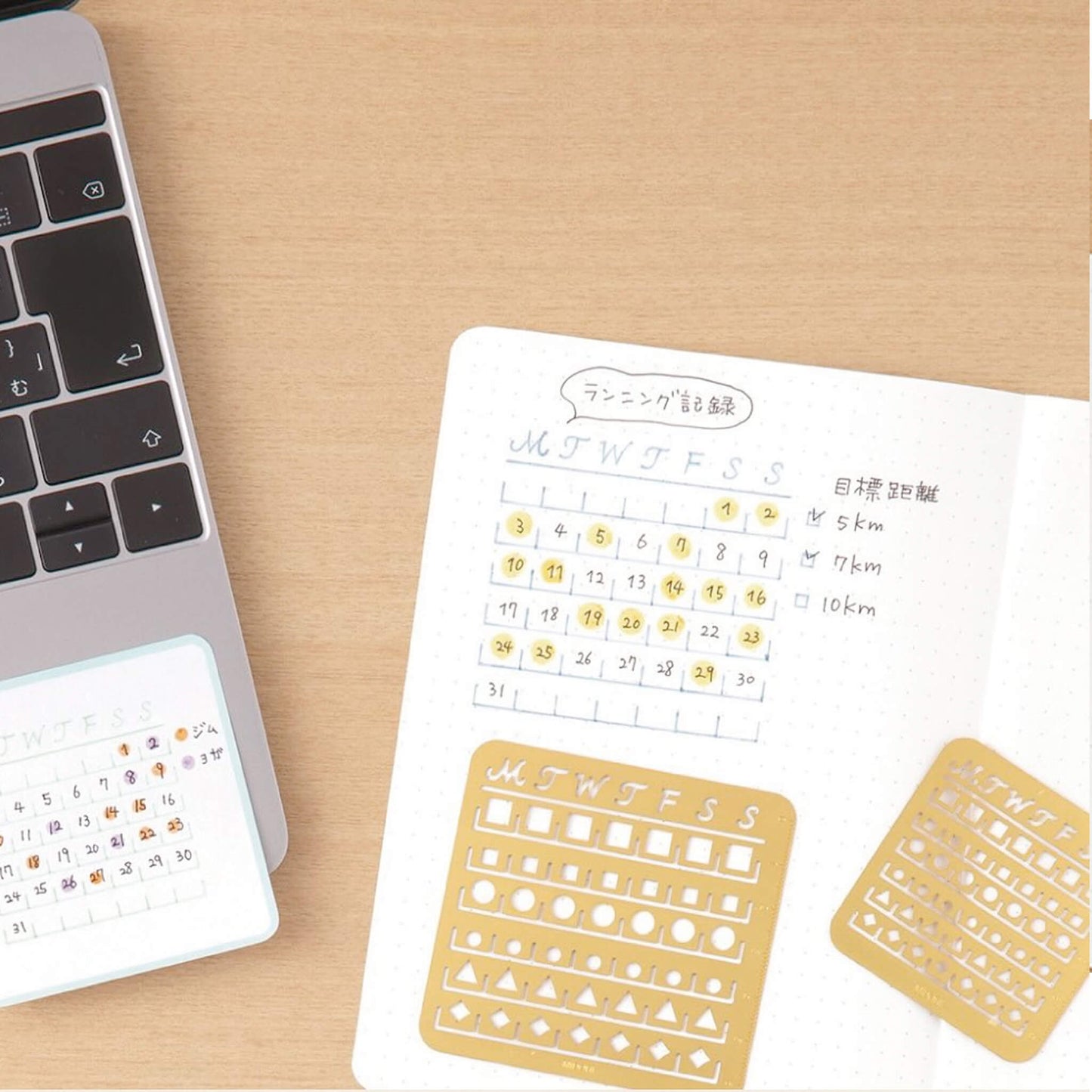 Midori Brass Calendar Template Monthly Block - L - Template Rulers