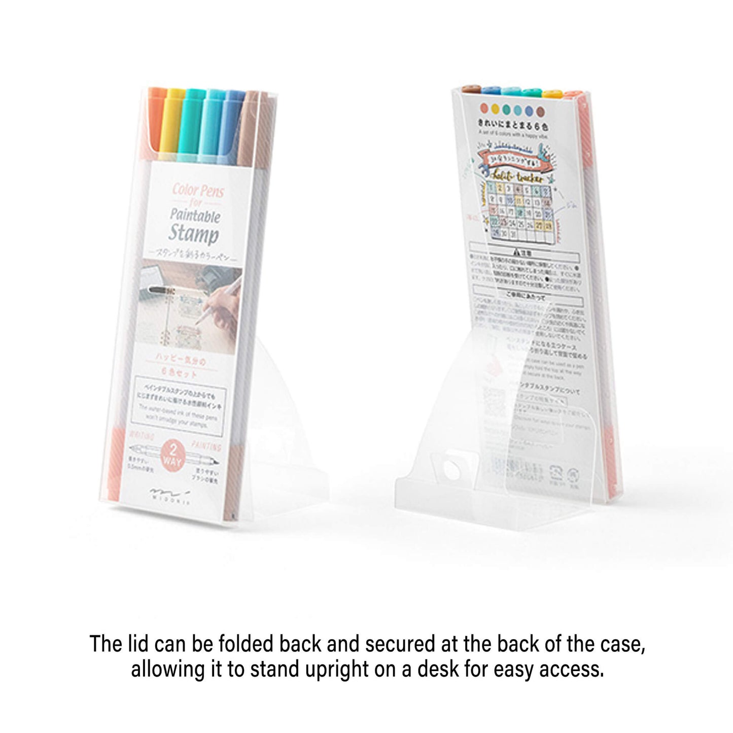 Midori Color Pen for Paintable Stamp 6pc Pack - Happy - Brush Pens