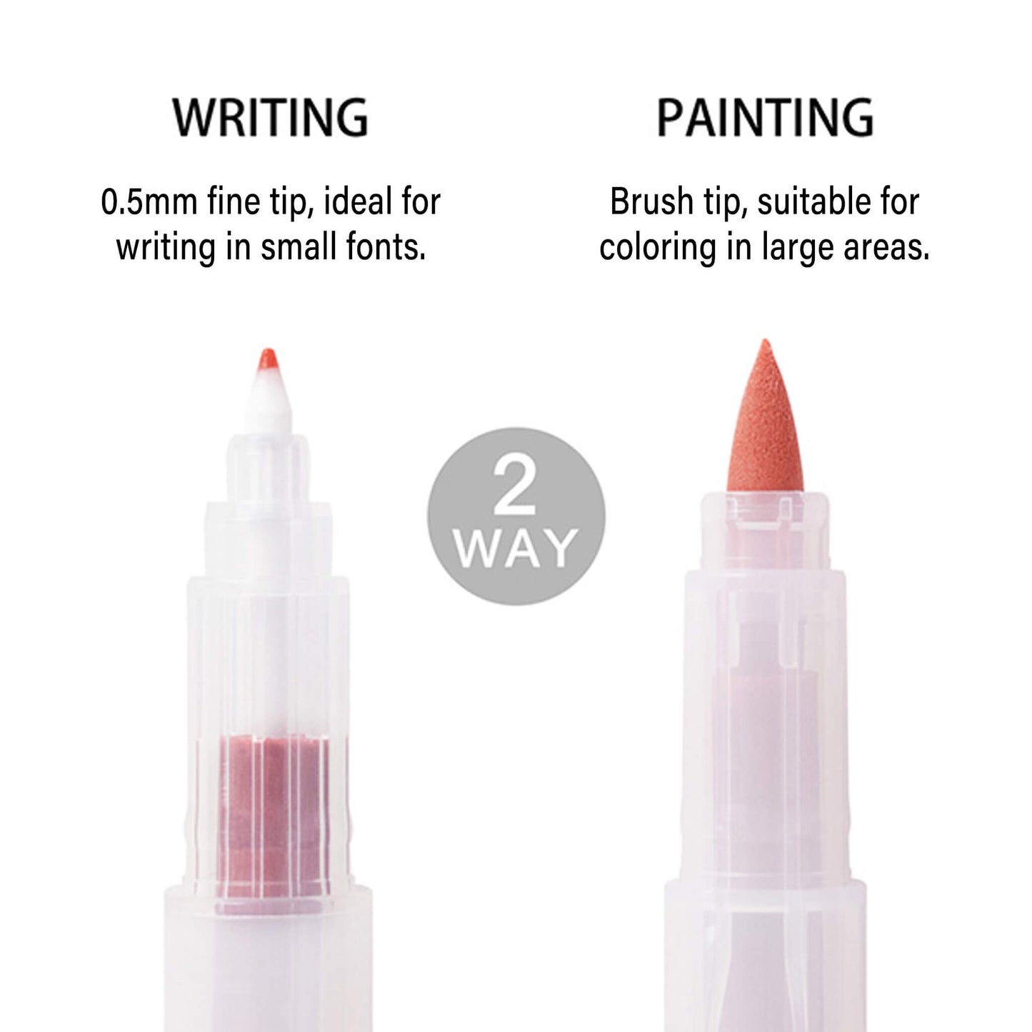 Midori Color Pen for Paintable Stamp 6pc Pack - Happy - Brush Pens