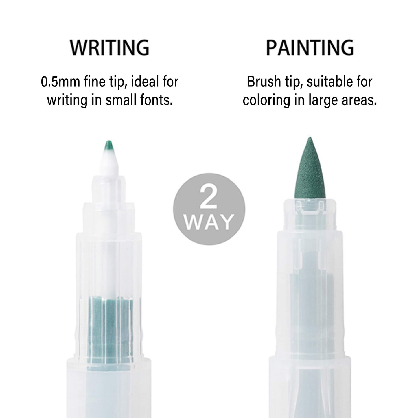 Midori Color Pen for Paintable Stamp 6pc Pack - Positive - Brush Pens