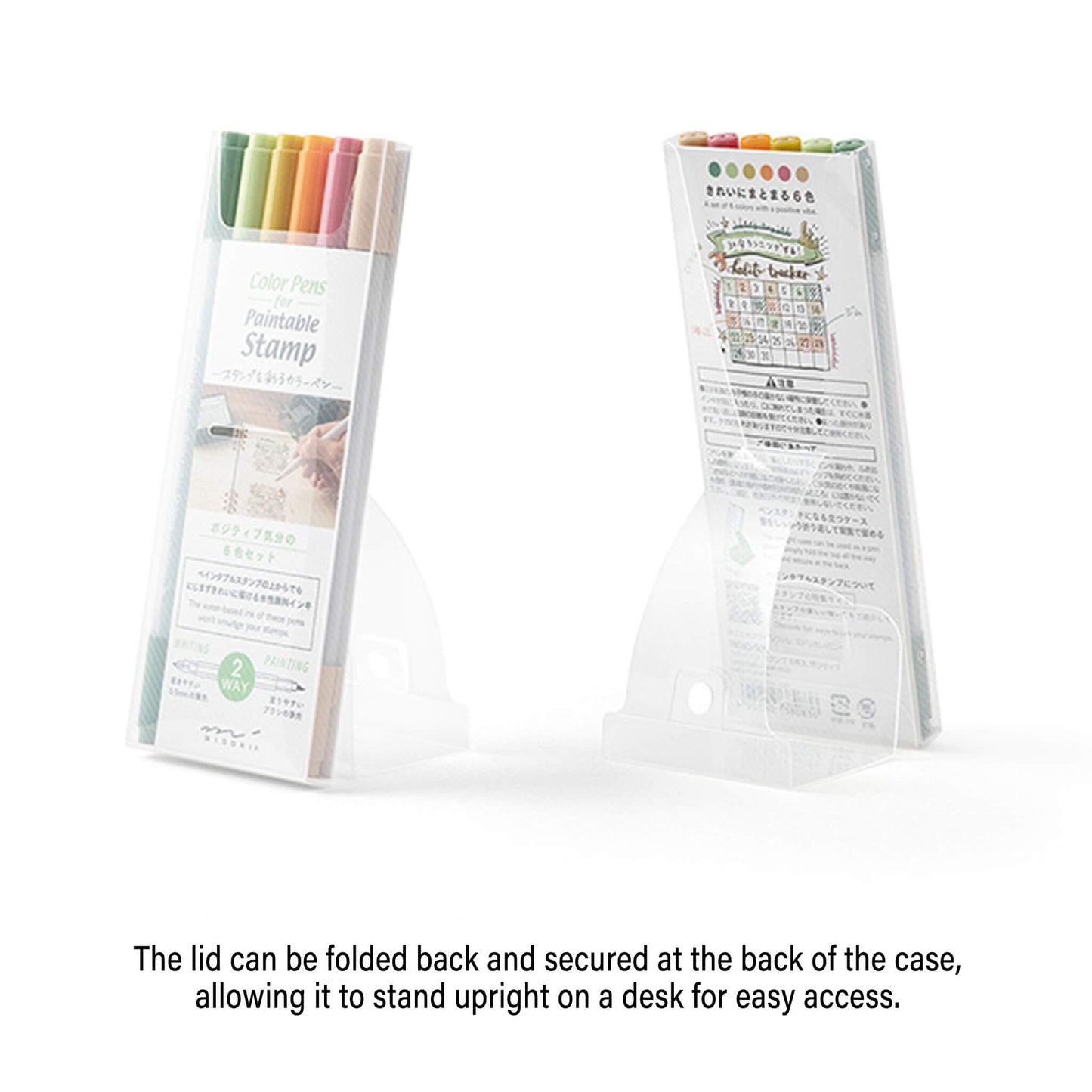 Midori Color Pen for Paintable Stamp 6pc Pack - Positive - Brush Pens