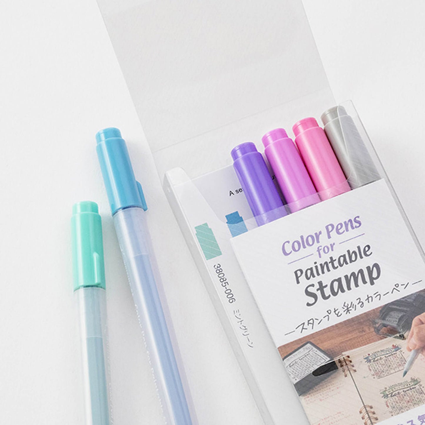 Midori Color Pen for Paintable Stamp 6pc Pack - Relax - Brush Pens