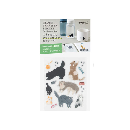 Midori Glossy Transfer Sticker - Cat - Transfer Stickers