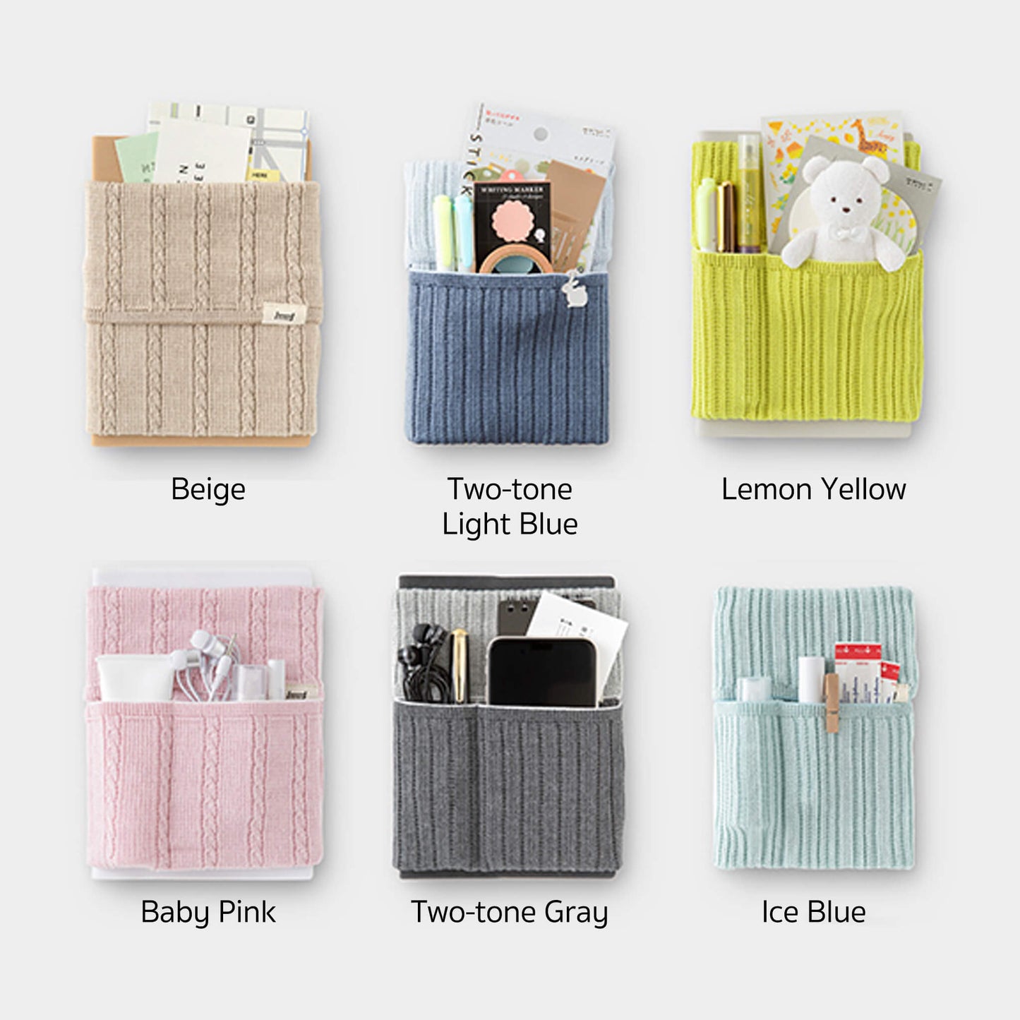 Midori HARAMAKI Knitted Book Band with Pockets - Ice Blue - Notebook Bands