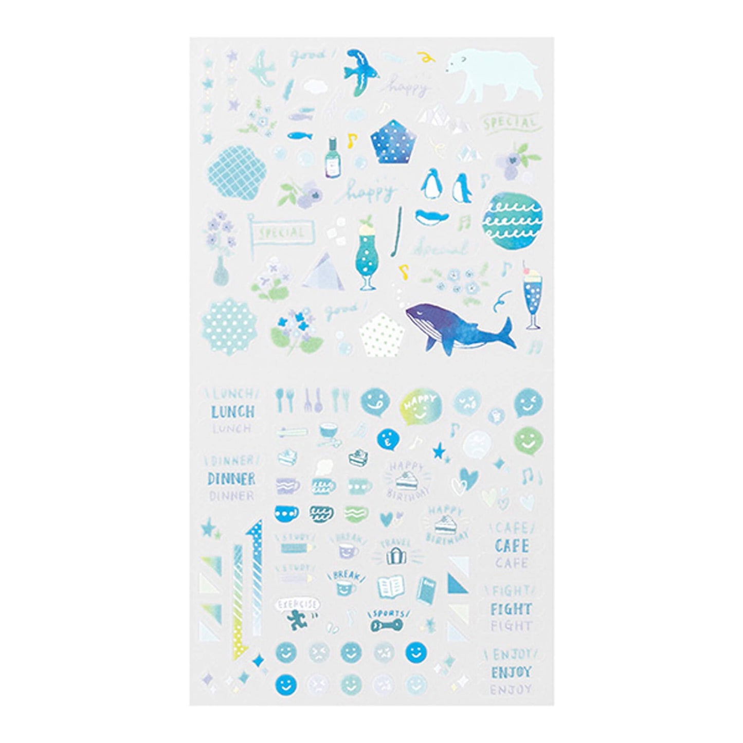 Midori Journal Sticker - Blue Tone - Sticker Sheets