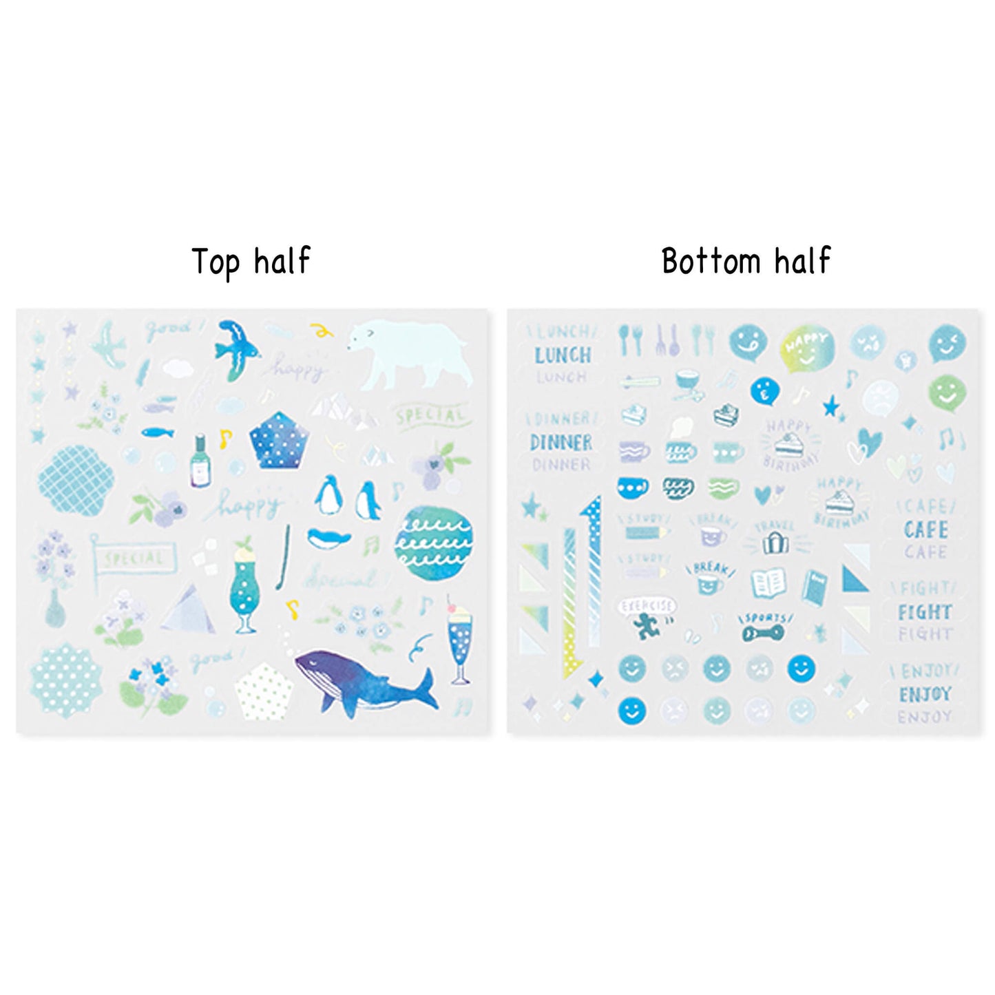 Midori Journal Sticker - Blue Tone - Sticker Sheets