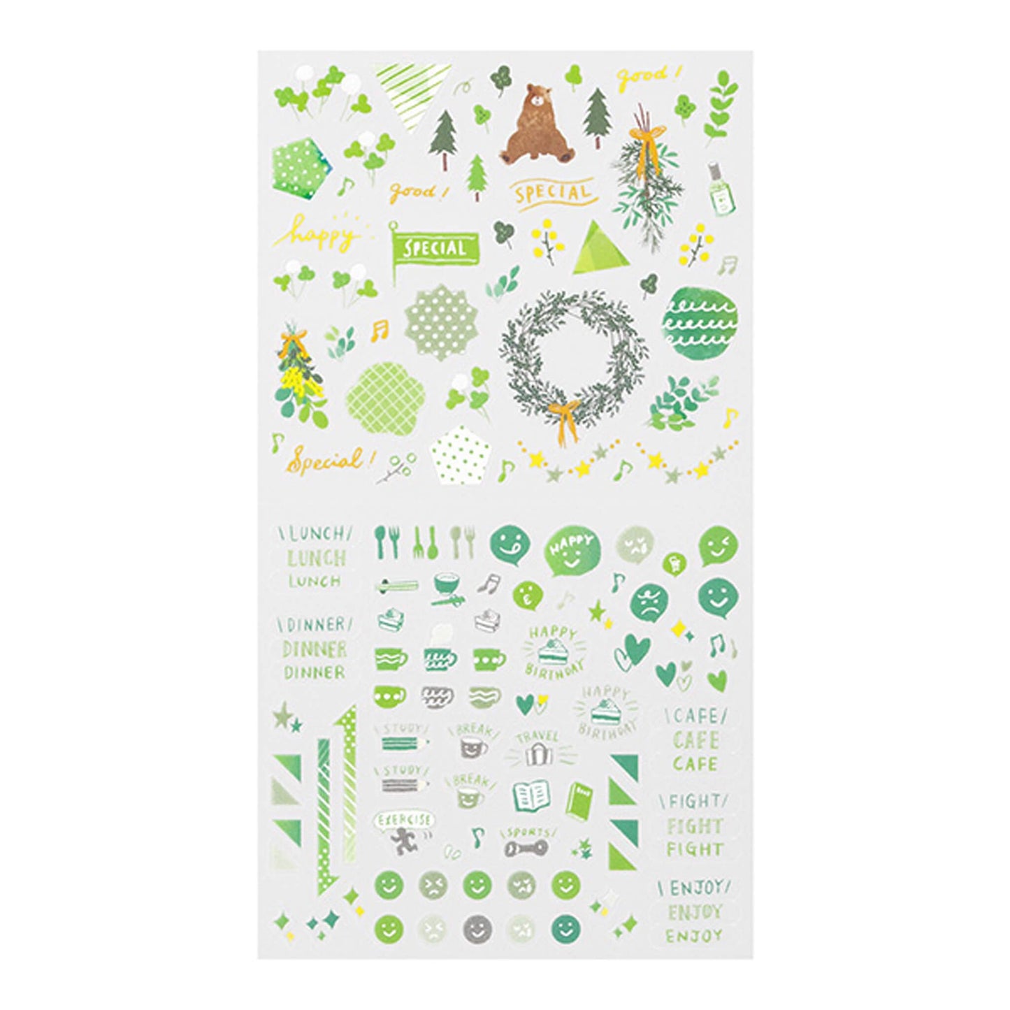 Midori Journal Sticker - Green Tone - Sticker Sheets