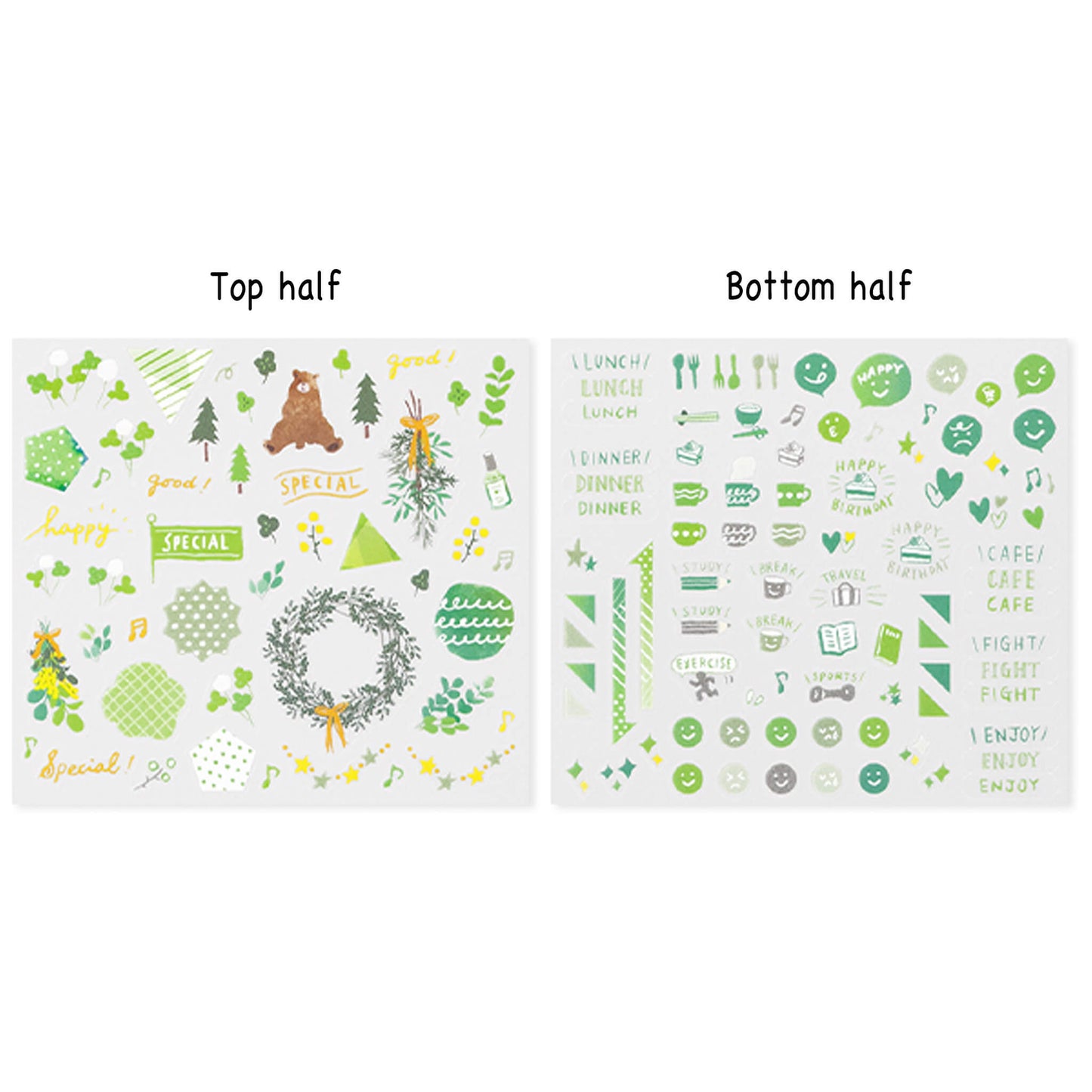 Midori Journal Sticker - Green Tone - Sticker Sheets