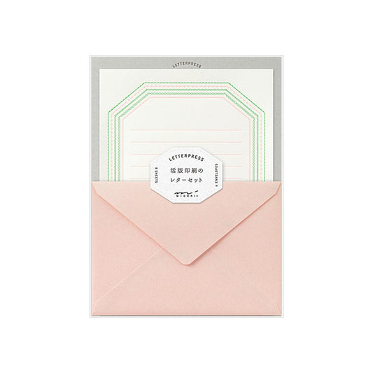Midori Letterpress Letter Set - Frame Pink - Letter Writing Sets