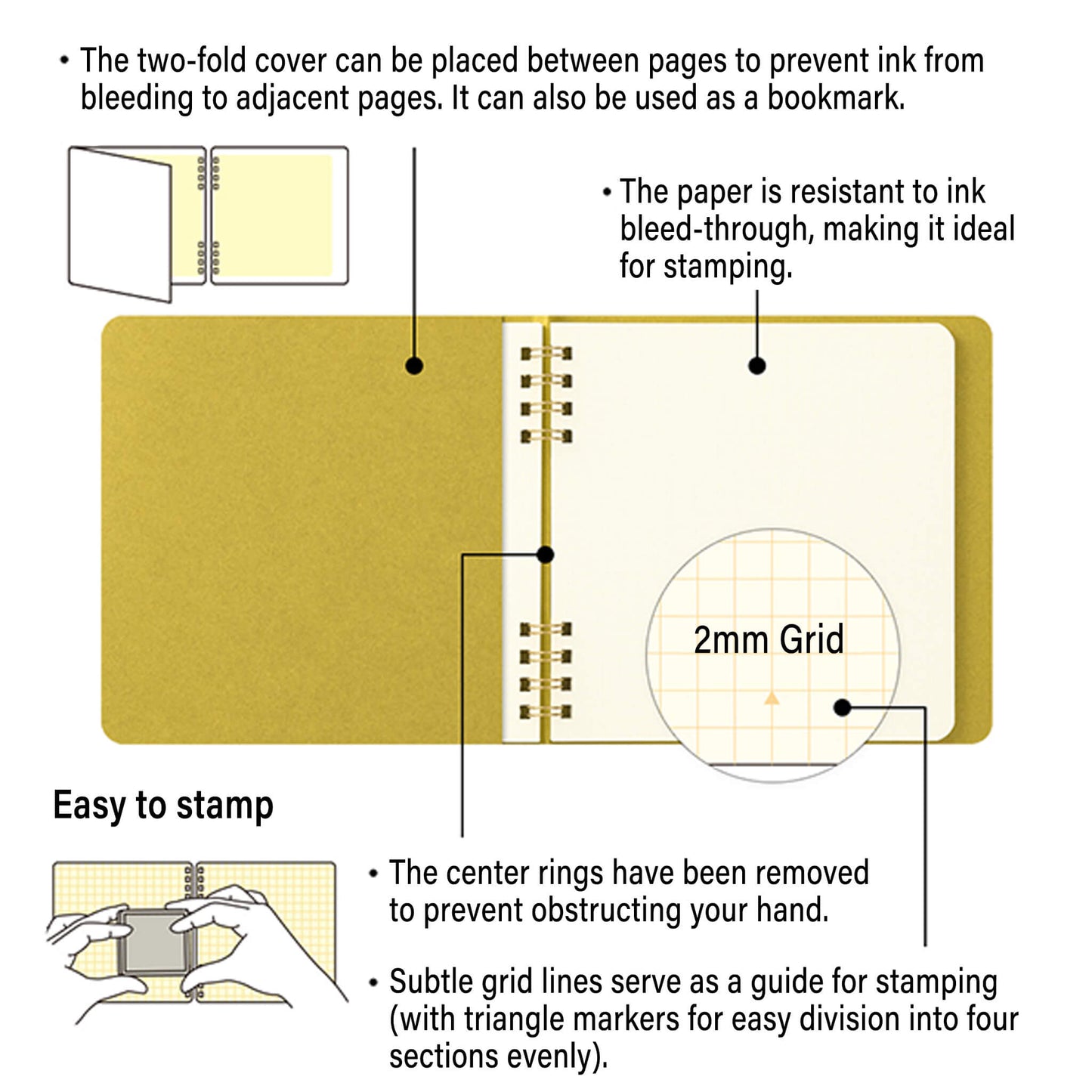 Midori Notebook for Paintable Stamp Yellow - Notebooks