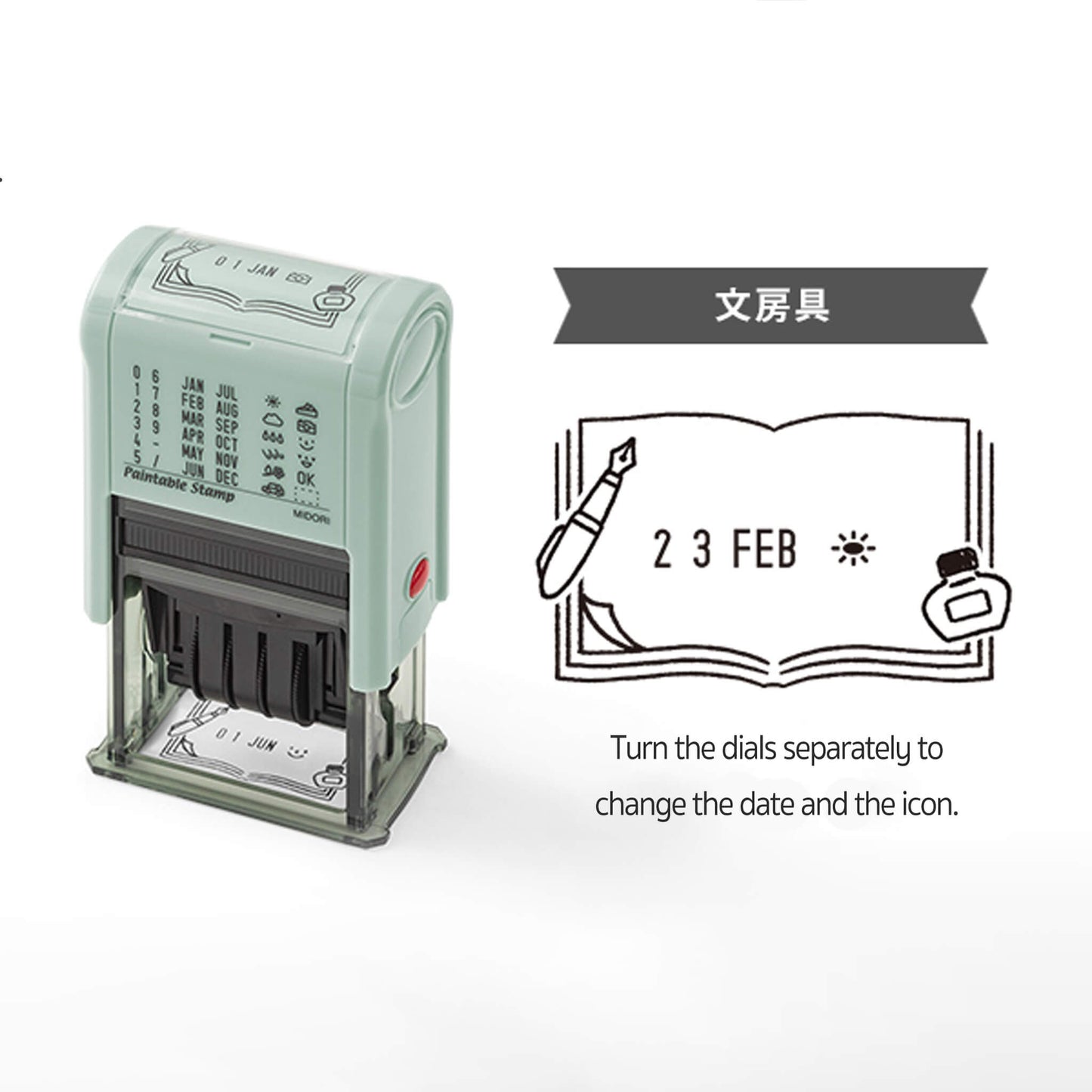 Midori Paintable Rotating Stamp Date - Stationery - Rotary Stamps