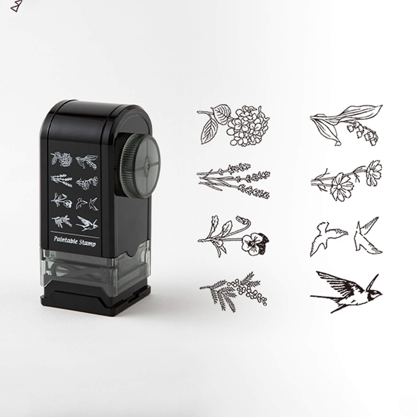 Midori Paintable Rotating Stamp Dial - Flower & Bird - Rotary Stamps