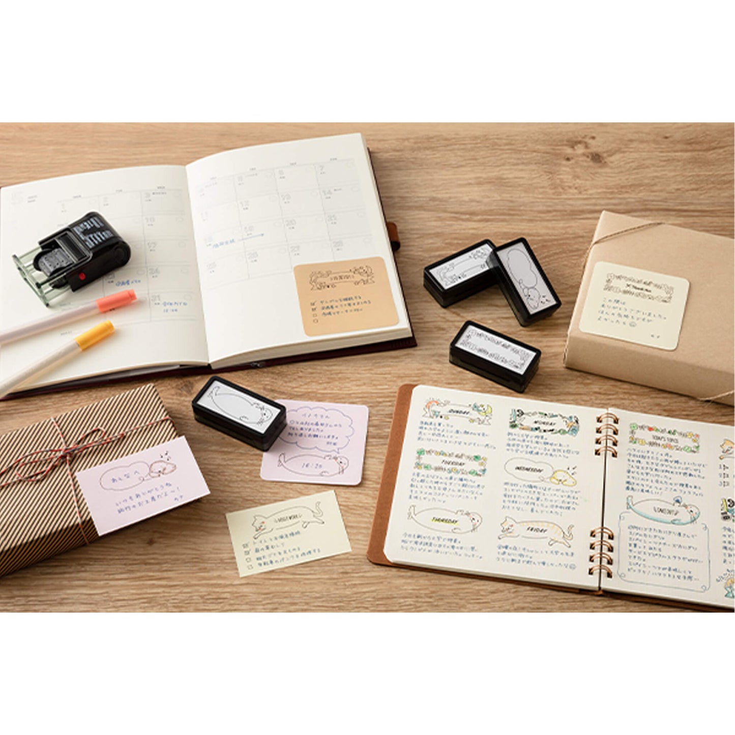 Midori Paintable Stamp Pre - inked Half Size - Cat - Pre - inked Stamps