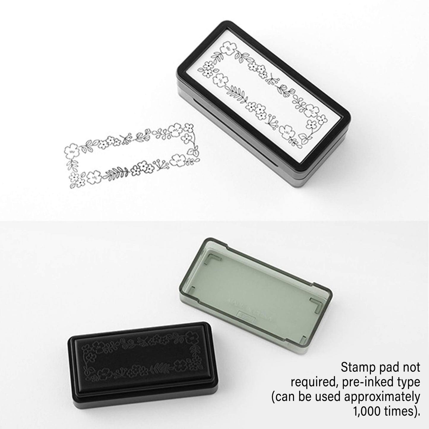Midori Paintable Stamp Pre - inked Half Size - Flower - Pre - inked Stamps
