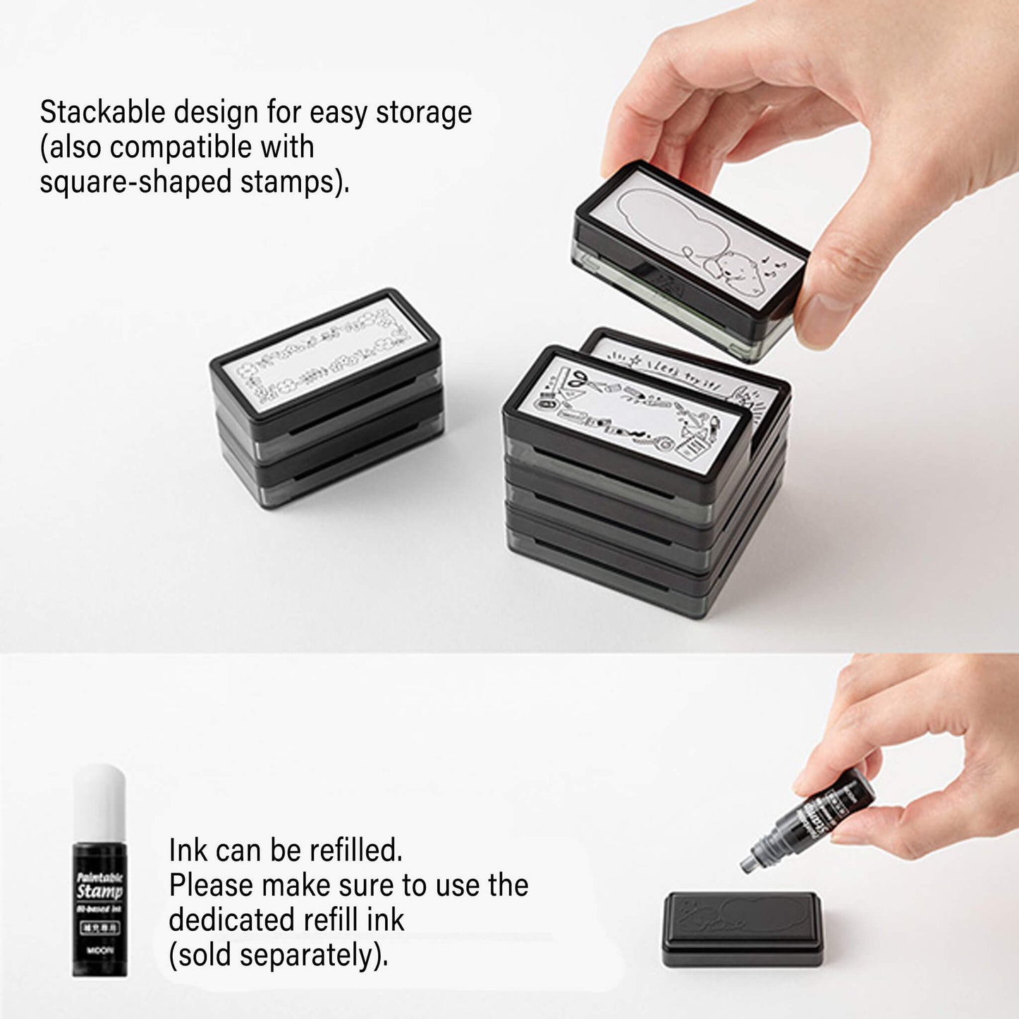 Midori Paintable Stamp Pre - inked Half Size - Vertical Pattern - Pre - inked Stamps