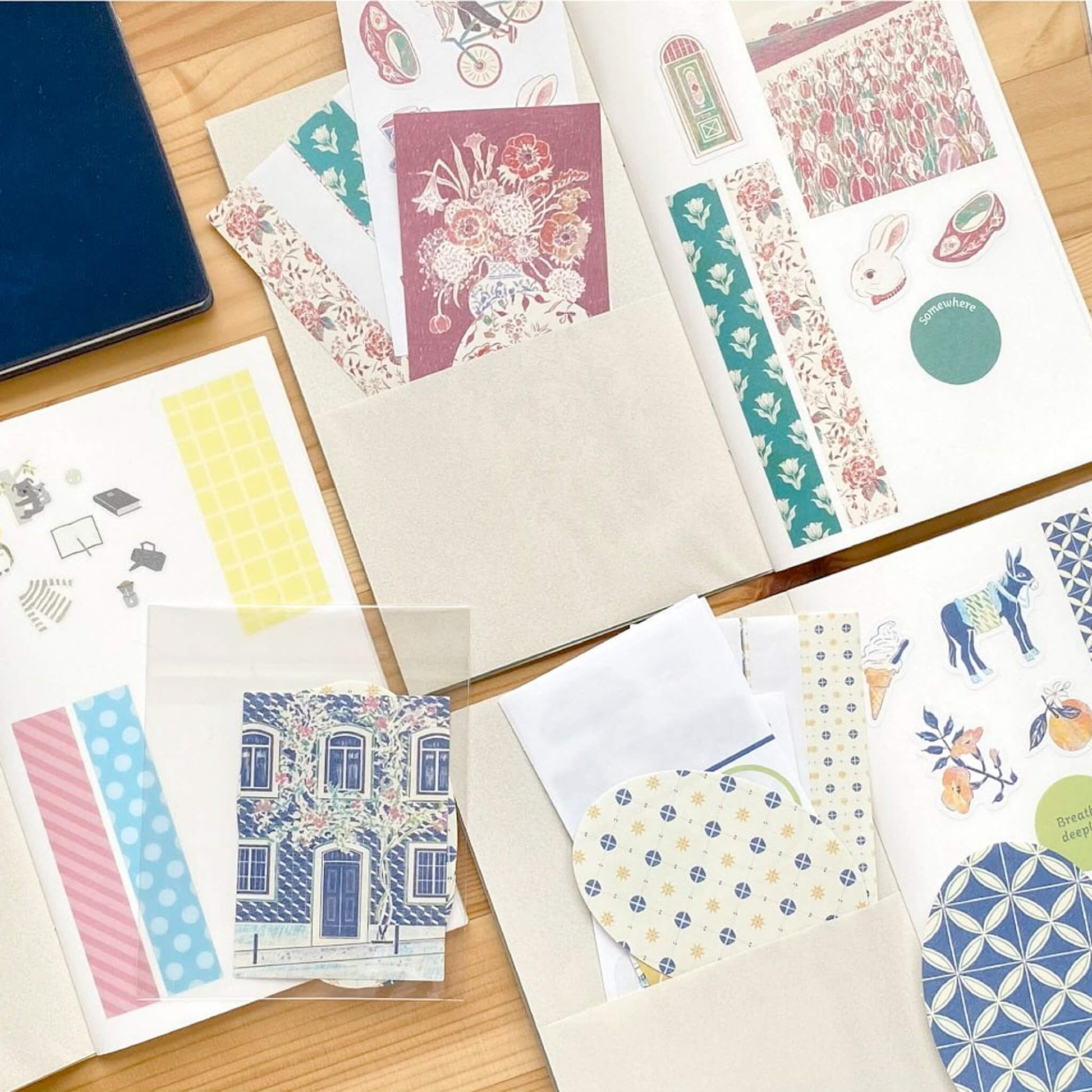 Midori Peelable Sticker Book - Light Blue - Resuable Sticker Books