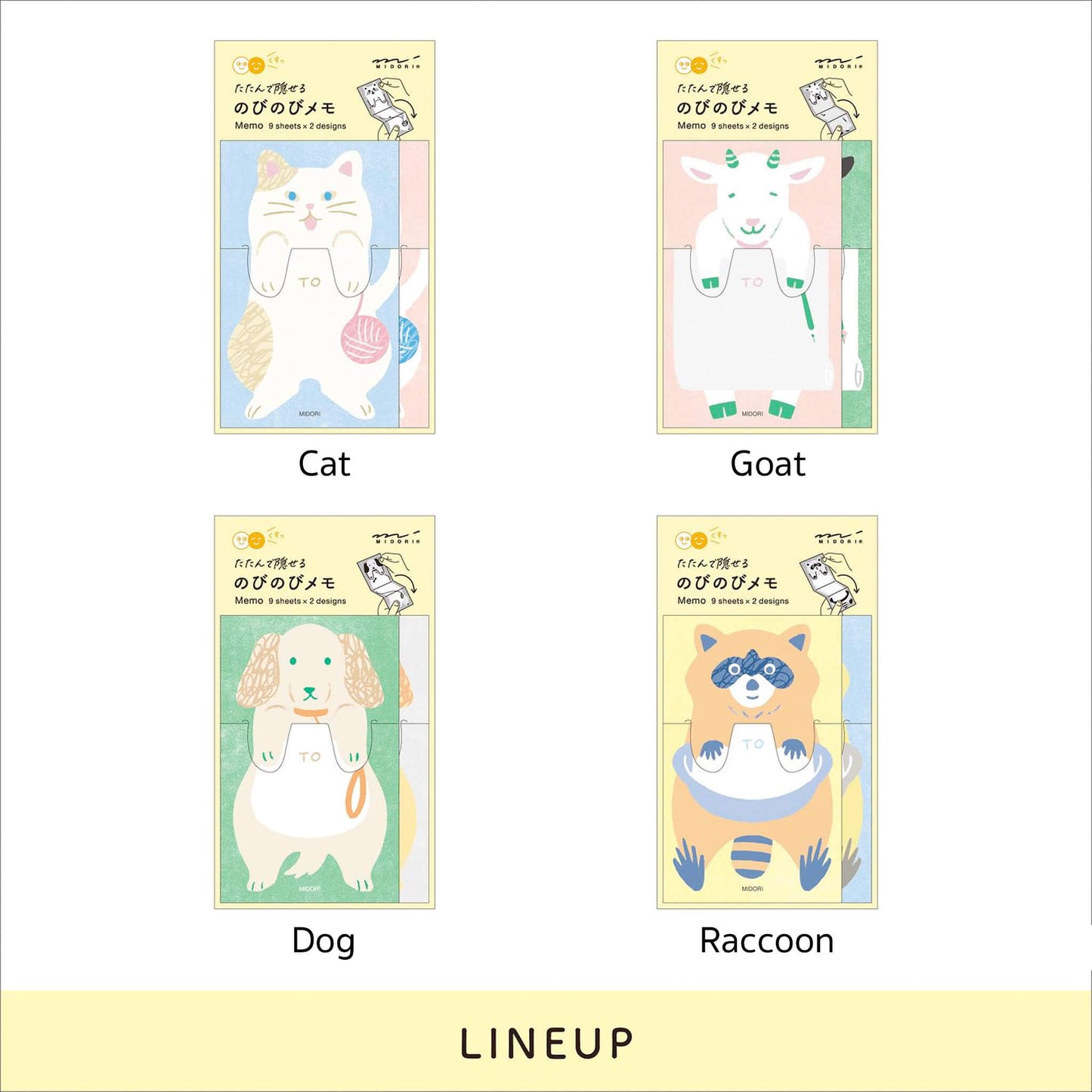 Midori Stretch & Fold Memo Pad Raccoon - Memo Pads