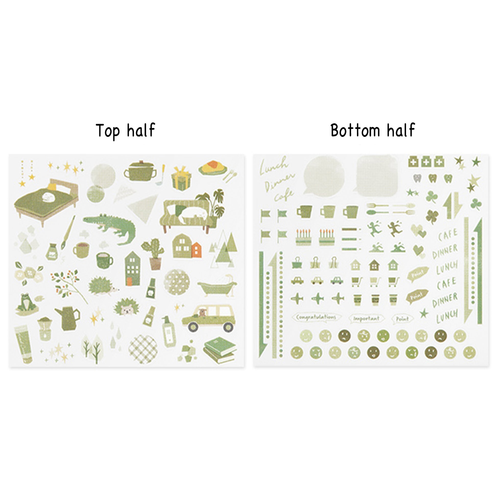 Midori Journal Sticker - Moss Green Tone - Sticker Sheets
