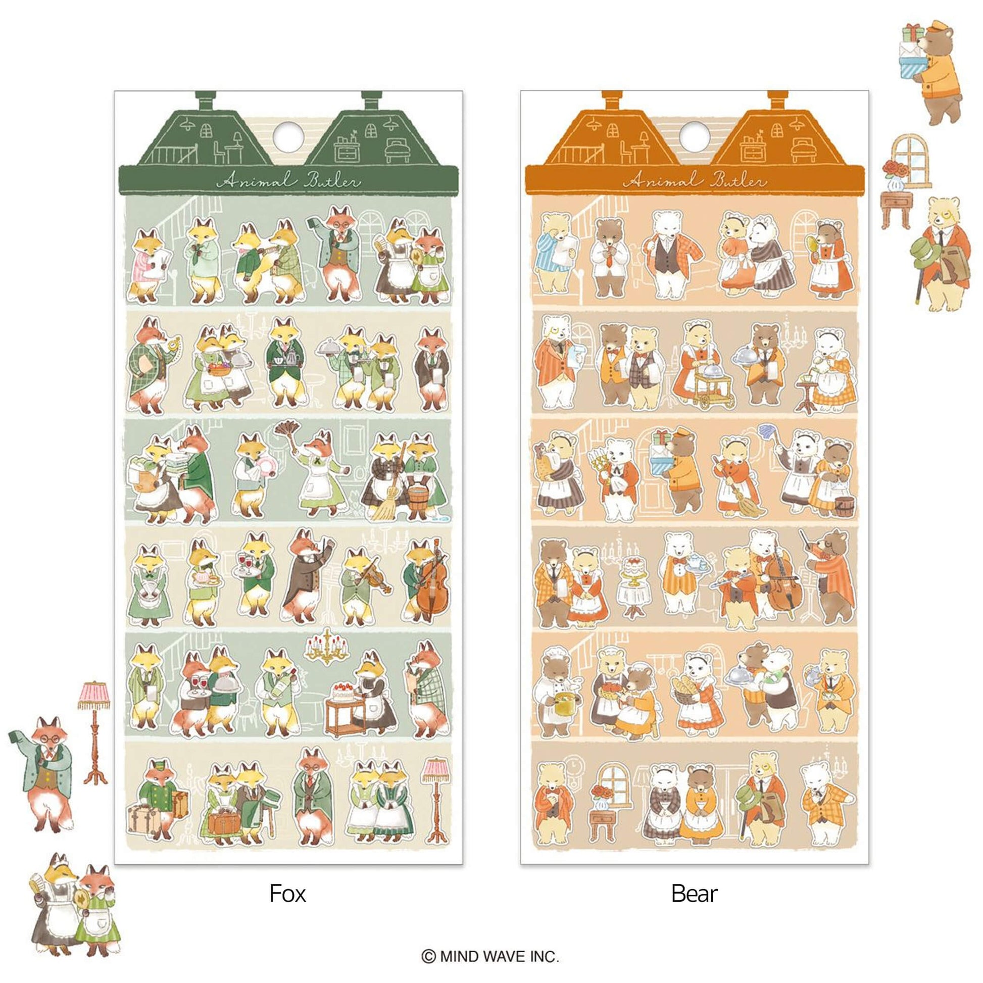 Mind Wave Animal Butler Sticker - Wolf - Sticker Sheets