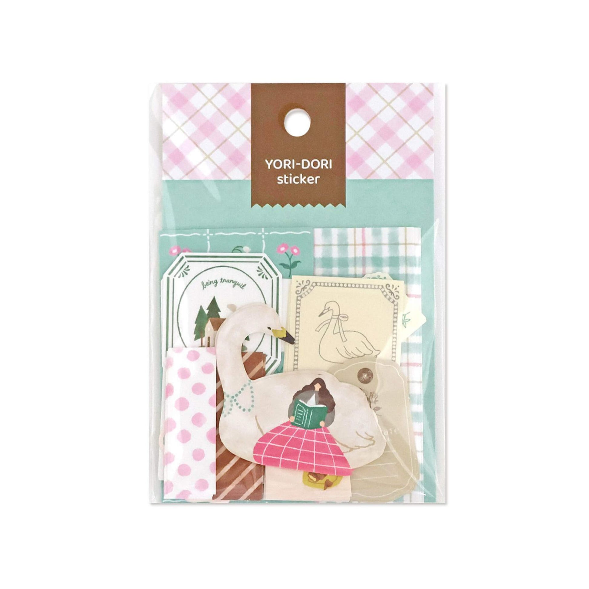 Mind Wave Yori - Dori Flake Sticker - Swan and Reading - Flake Stickers